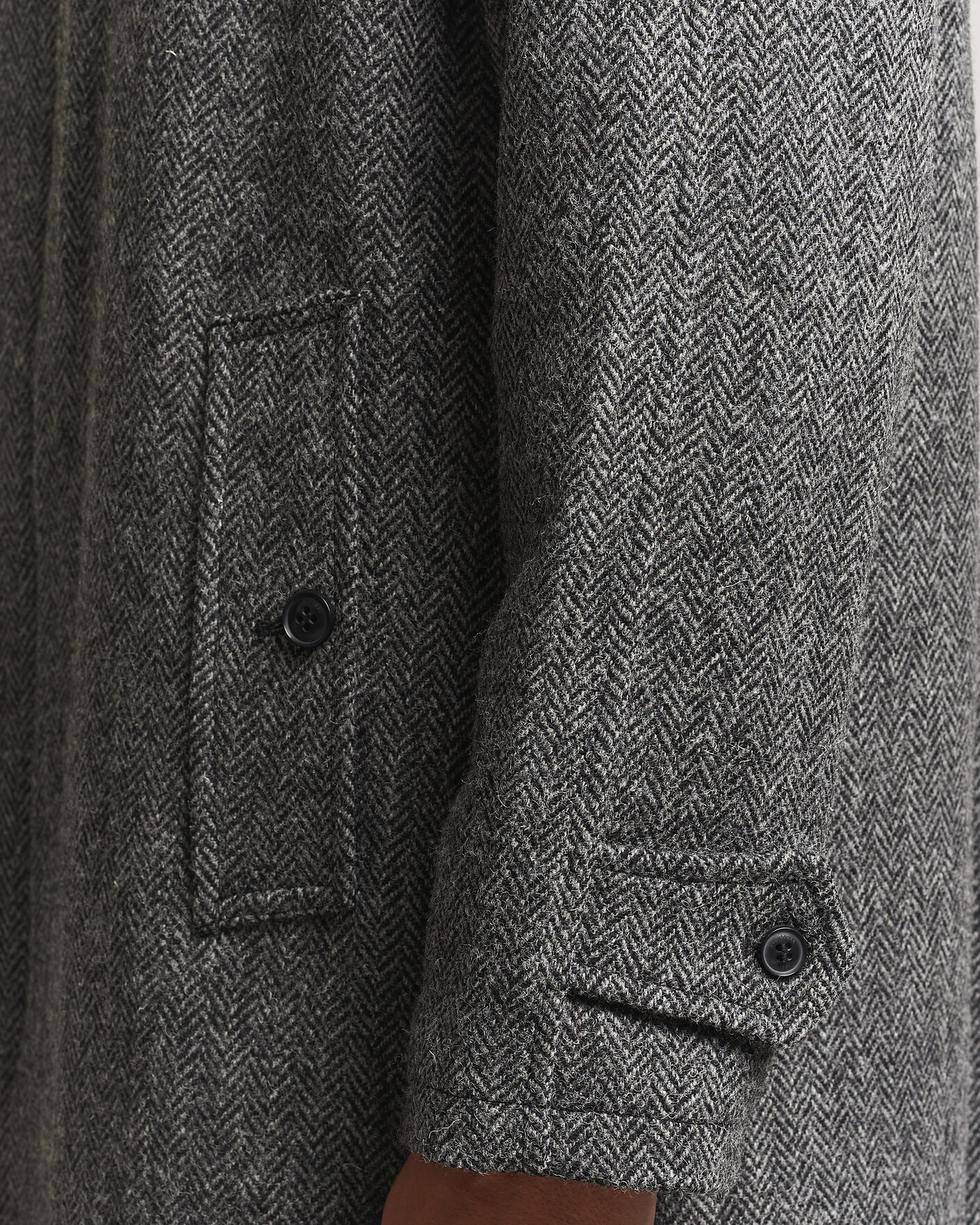 Uomini | Giacche | Gloverall | Hynes Harris Tweed Coat Charcoal Herringbone