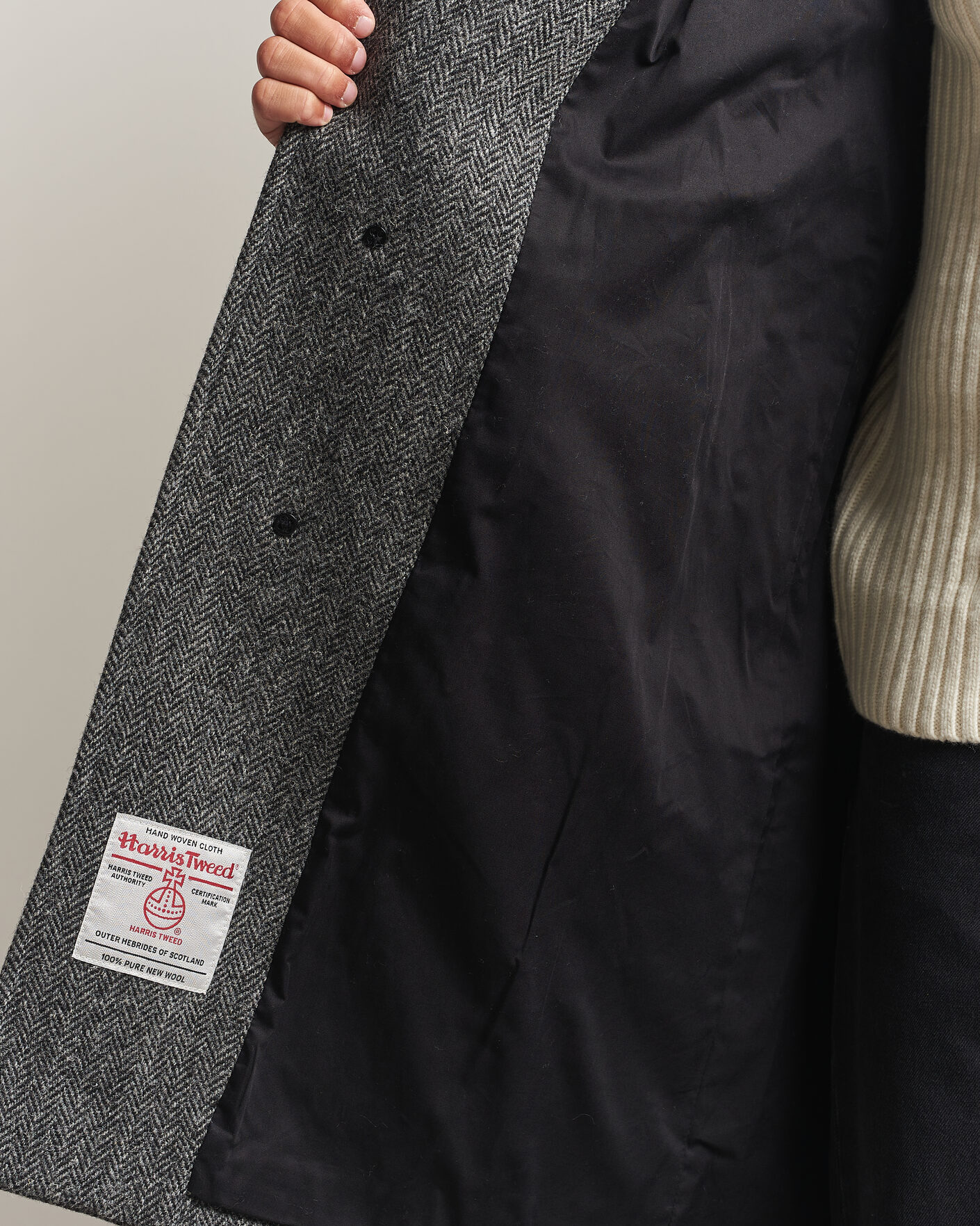 Uomini | Giacche | Gloverall | Hynes Harris Tweed Coat Charcoal Herringbone