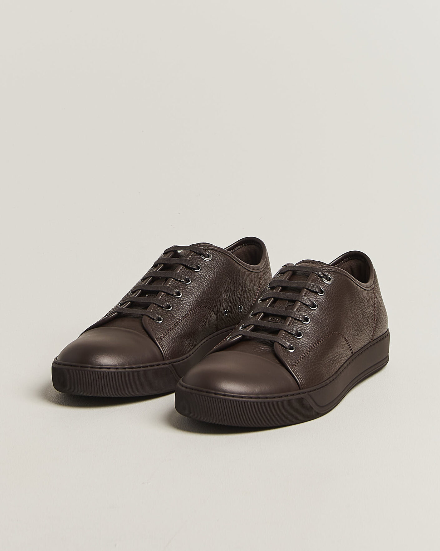 Uomini | Sneakers | Lanvin | DBB1 Grain Leather Cap Toe Sneaker Brown
