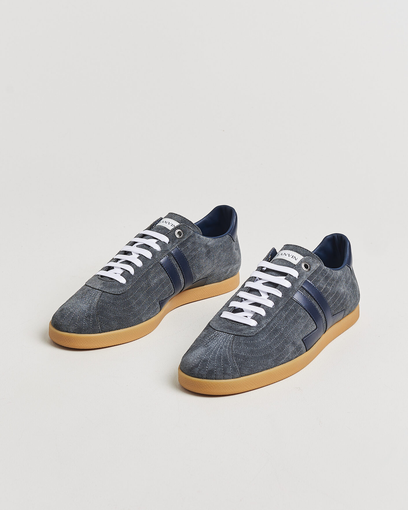 Uomini | Sneakers | Lanvin | Glen Leather Sneakers Grey/Navy