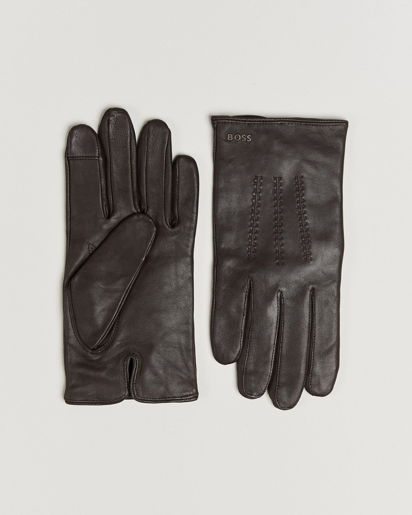 Uomini | Guanti | BOSS BLACK | Hainz Leather Glove Dark Brown