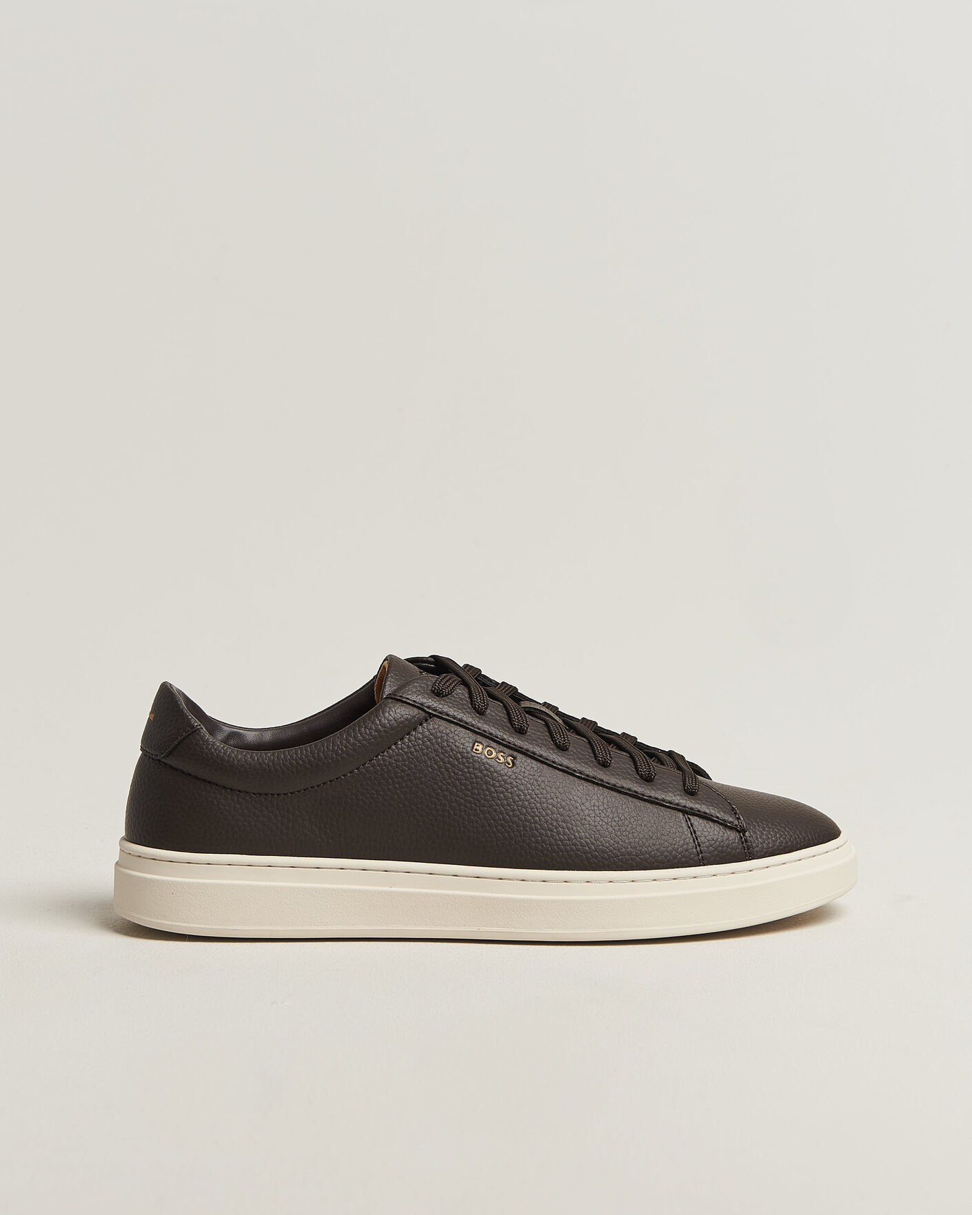 Uomini | Sneakers | BOSS BLACK | Kieran Grained Leather Sneaker Dark Brown