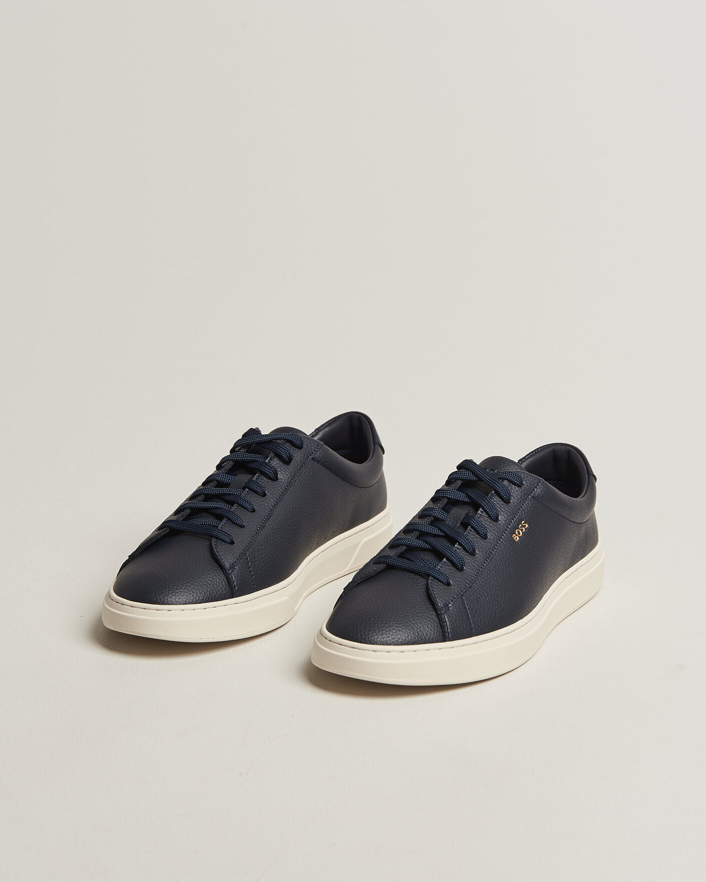Uomini | Sneakers | BOSS BLACK | Kieran Grained Leather Sneaker Dark Blue