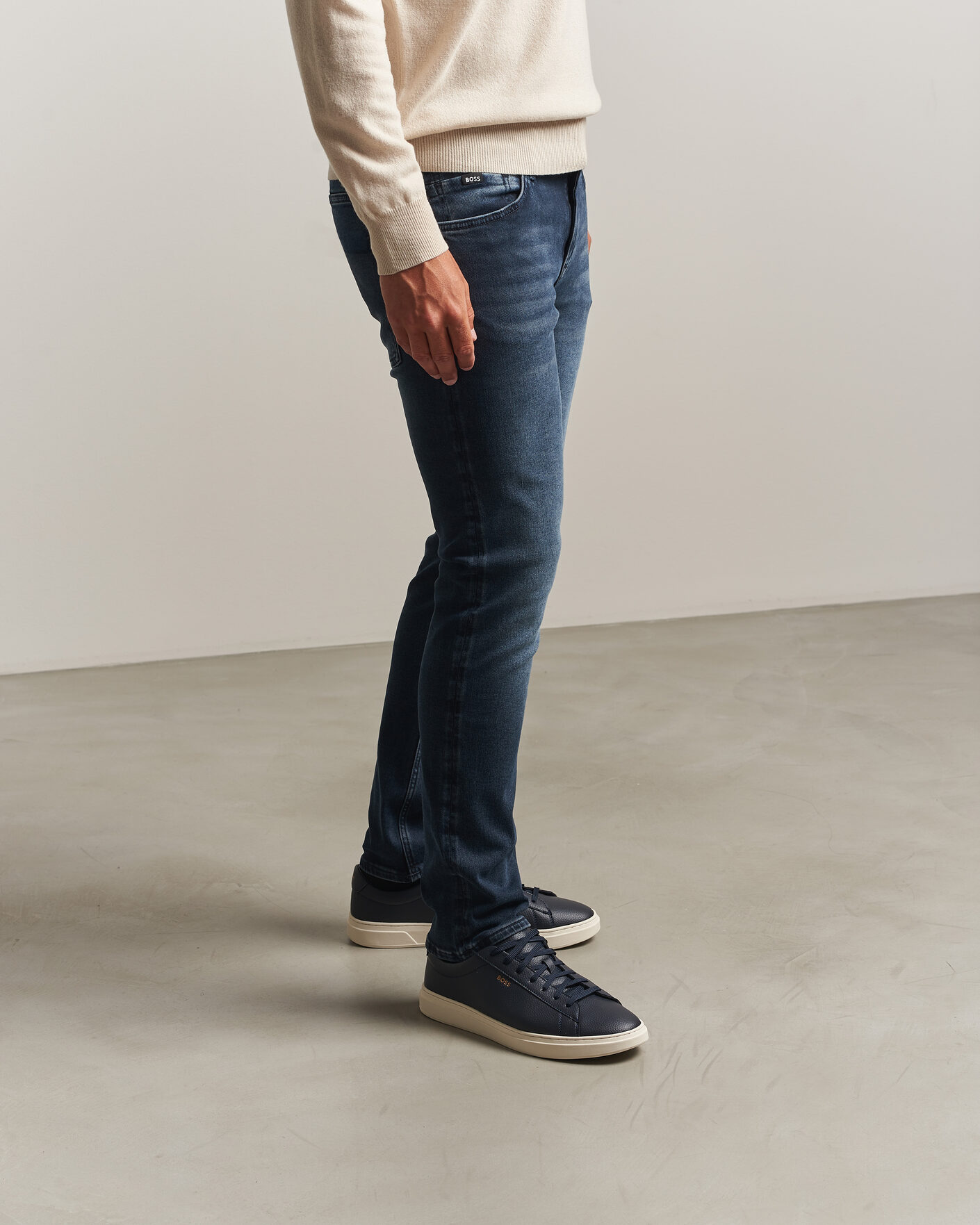 Uomini | Sneakers | BOSS BLACK | Kieran Grained Leather Sneaker Dark Blue