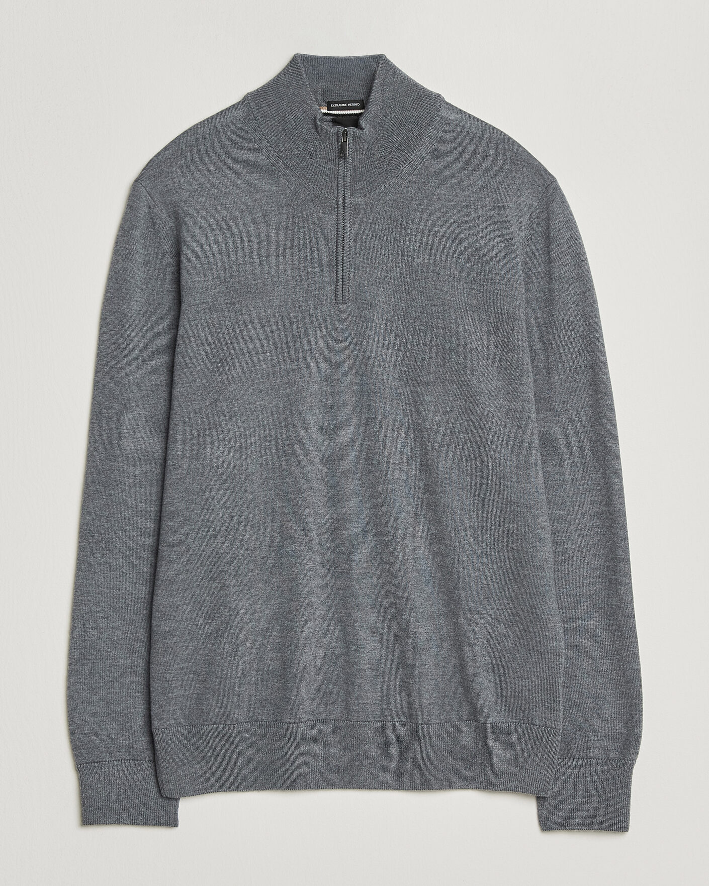 Uomini | Maglieria | BOSS BLACK | Ebenji Merino Knitted Half Zip Medium Grey