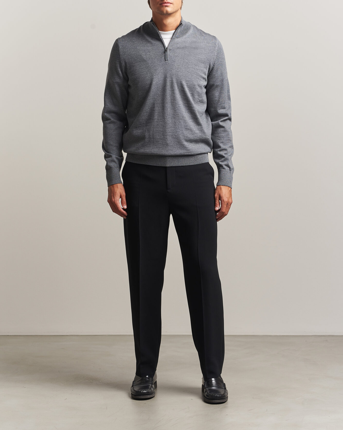 Uomini | Maglieria | BOSS BLACK | Ebenji Merino Knitted Half Zip Medium Grey