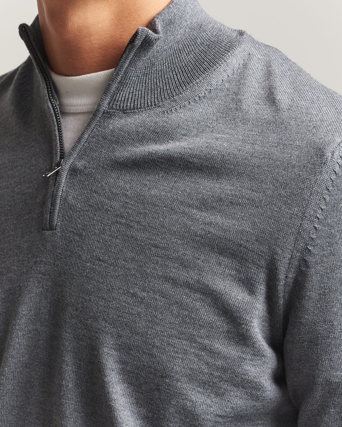 Uomini | Maglieria | BOSS BLACK | Ebenji Merino Knitted Half Zip Medium Grey