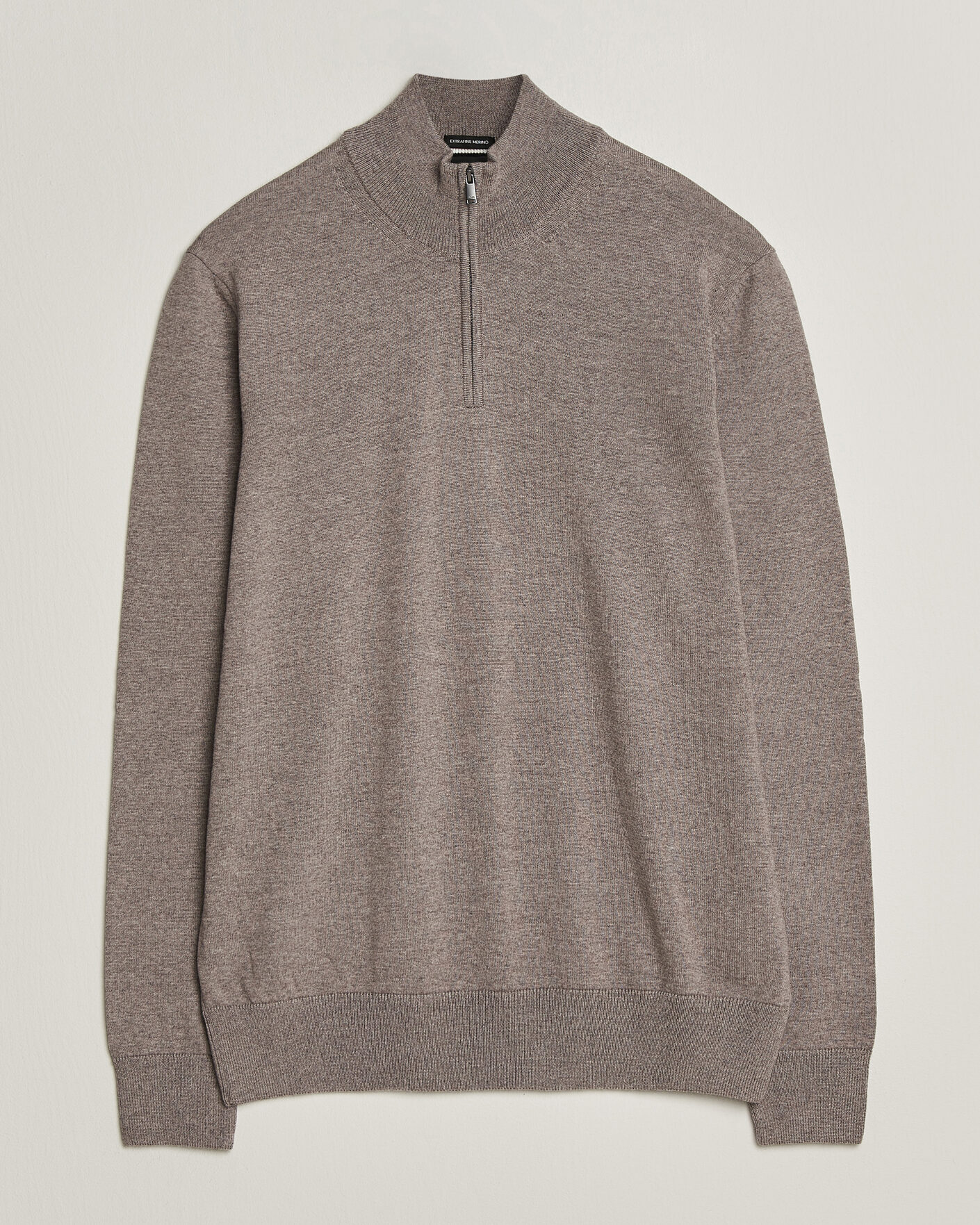 Uomini | Maglieria | BOSS BLACK | Ebenji Merino Knitted Half Zip Open Brown