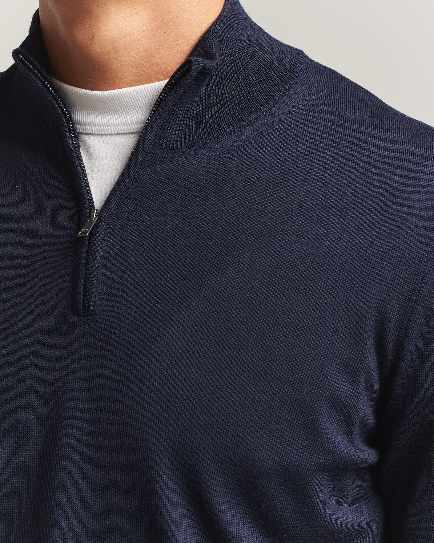 Uomini | Maglieria | BOSS BLACK | Ebenji Merino Knitted Half Zip Dark Blue