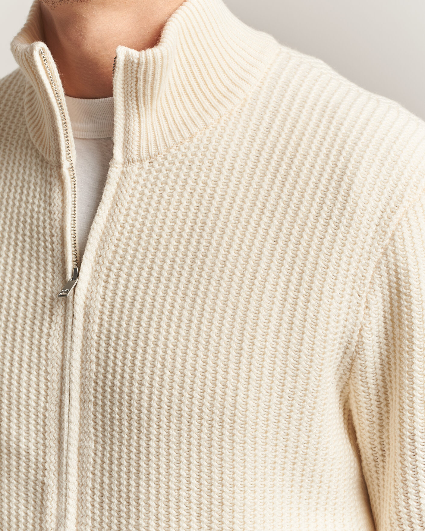 Uomini | Maglieria | BOSS BLACK | Fiocco Wool/Cashmere Full Zip Open White
