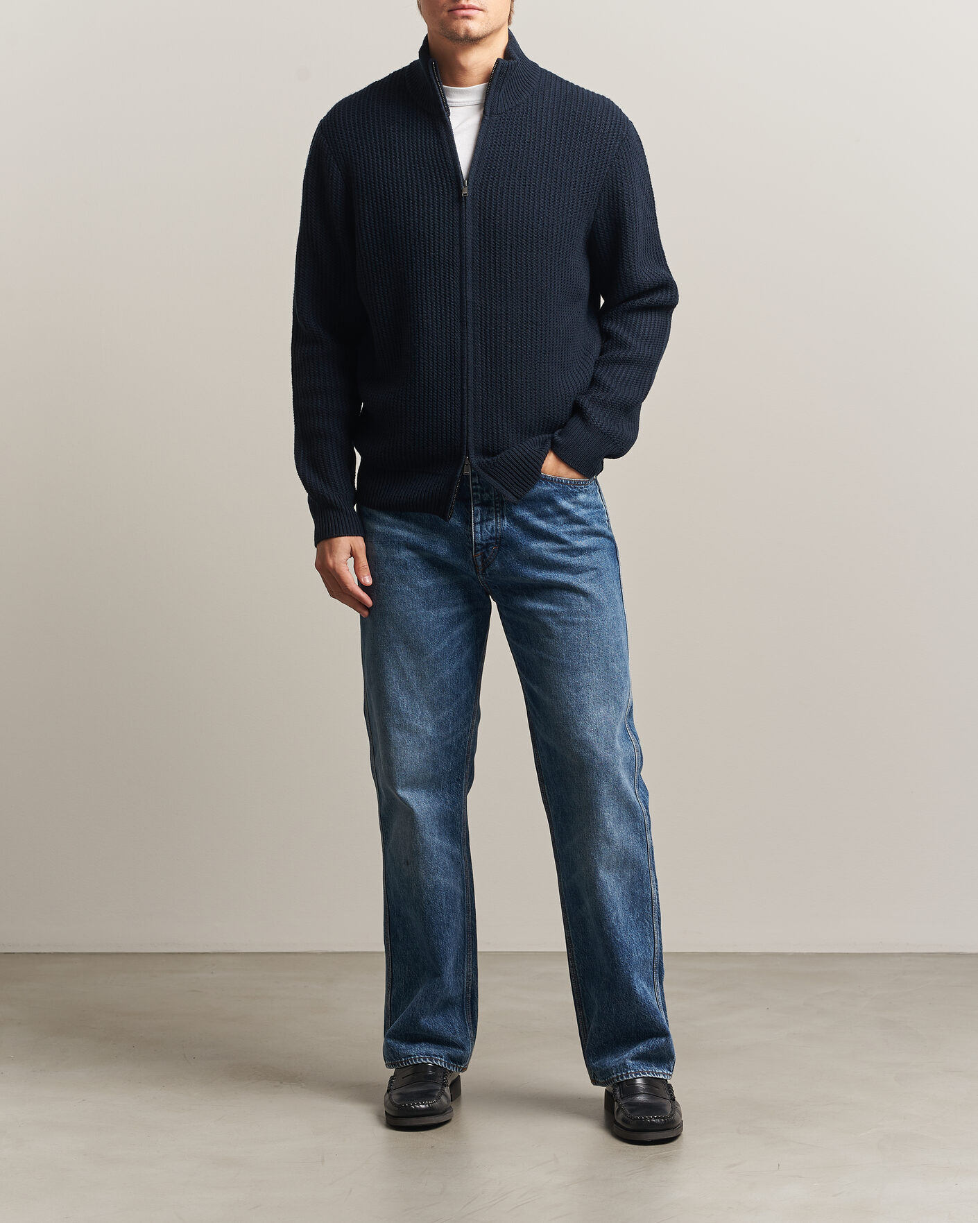 Uomini | Maglieria | BOSS BLACK | Fiocco Wool/Cashmere Full Zip Dark Blue