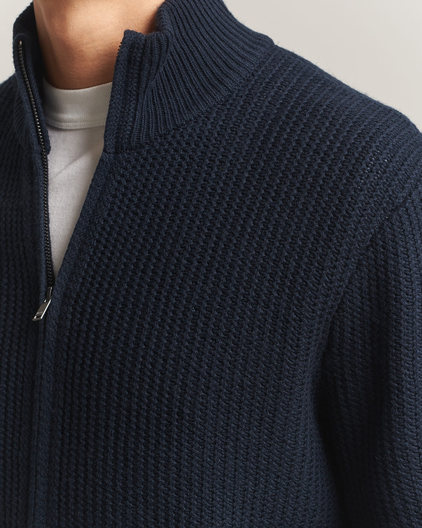 Uomini | Maglieria | BOSS BLACK | Fiocco Wool/Cashmere Full Zip Dark Blue