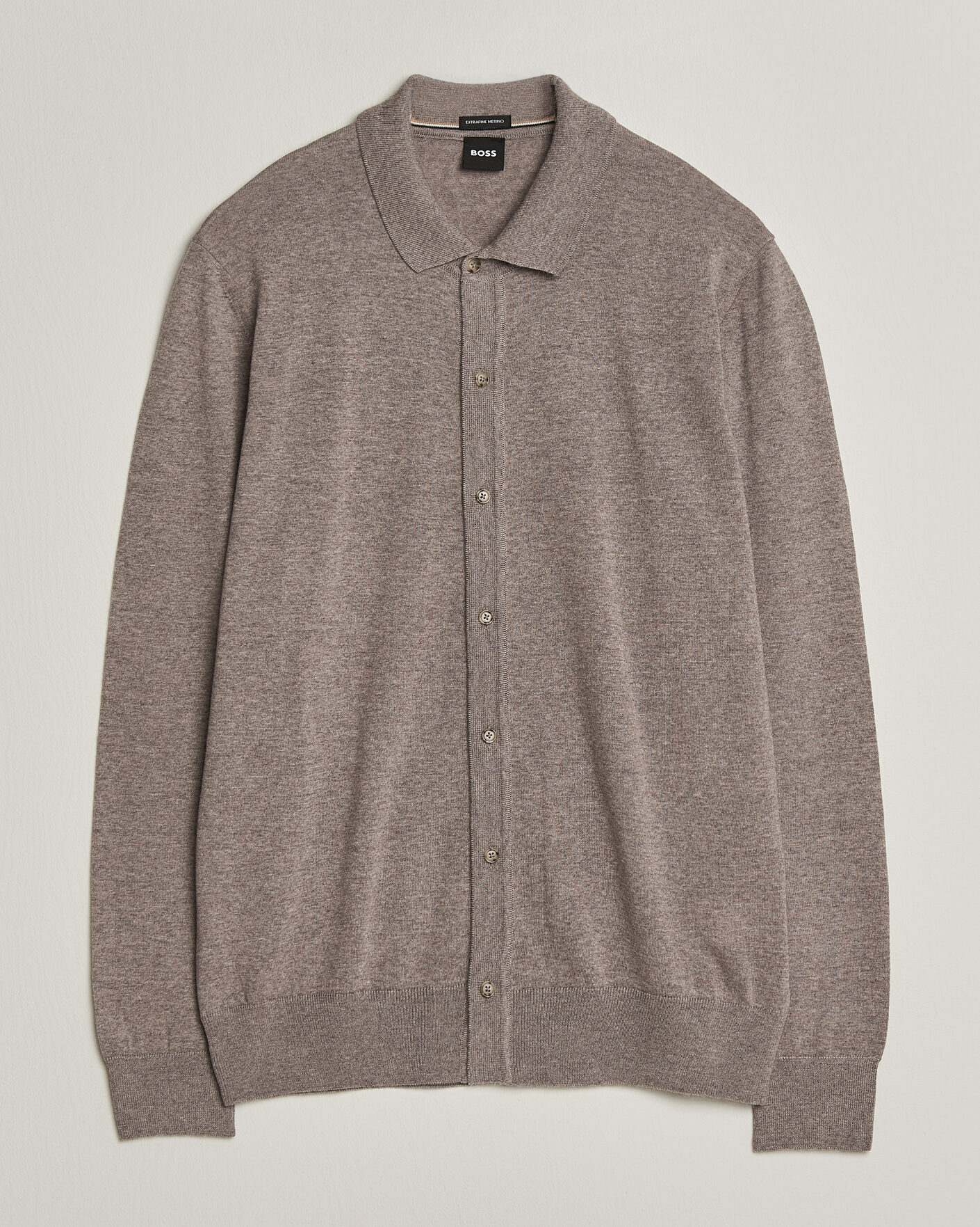 Uomini | Maglieria | BOSS BLACK | Helbert Merino Knitted Cardigan Open Brown