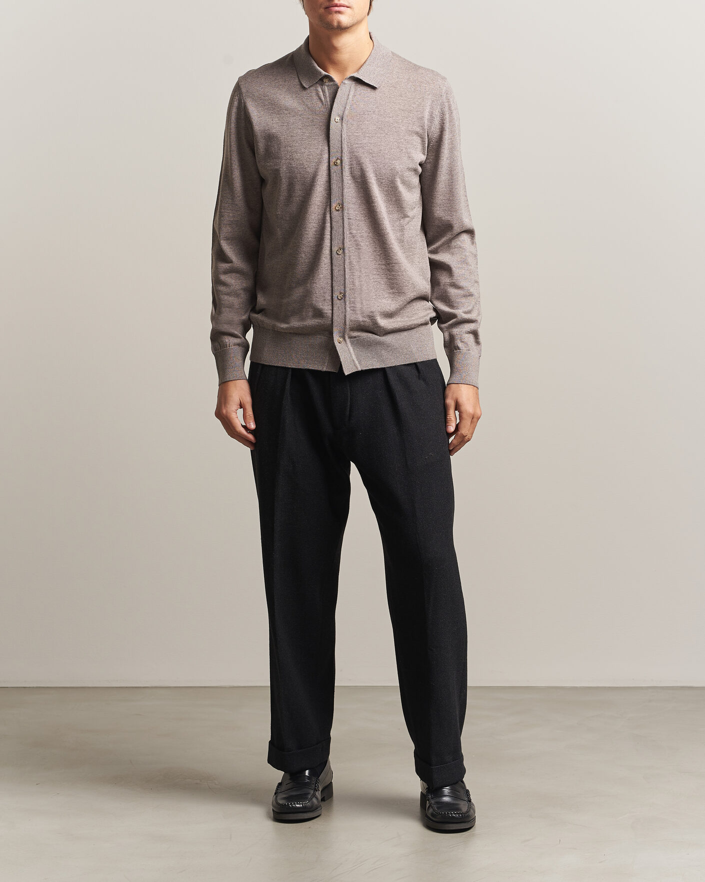 Uomini | Maglieria | BOSS BLACK | Helbert Merino Knitted Cardigan Open Brown