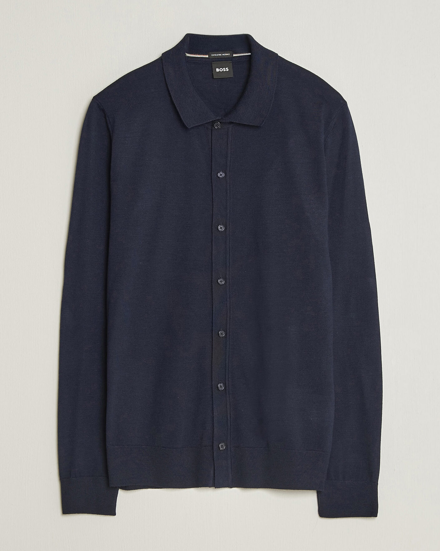 Uomini | Maglieria | BOSS BLACK | Helbert Merino Knitted Cardigan Dark Blue