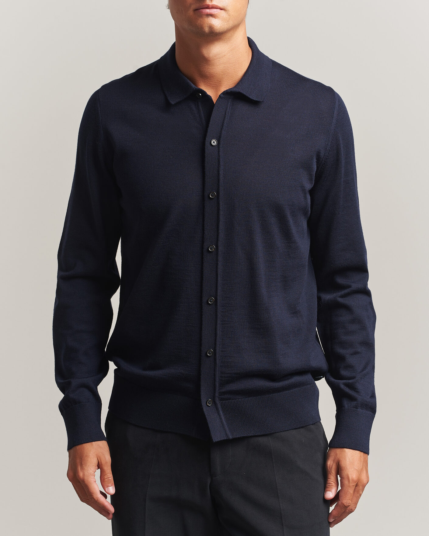 Uomini | Maglieria | BOSS BLACK | Helbert Merino Knitted Cardigan Dark Blue