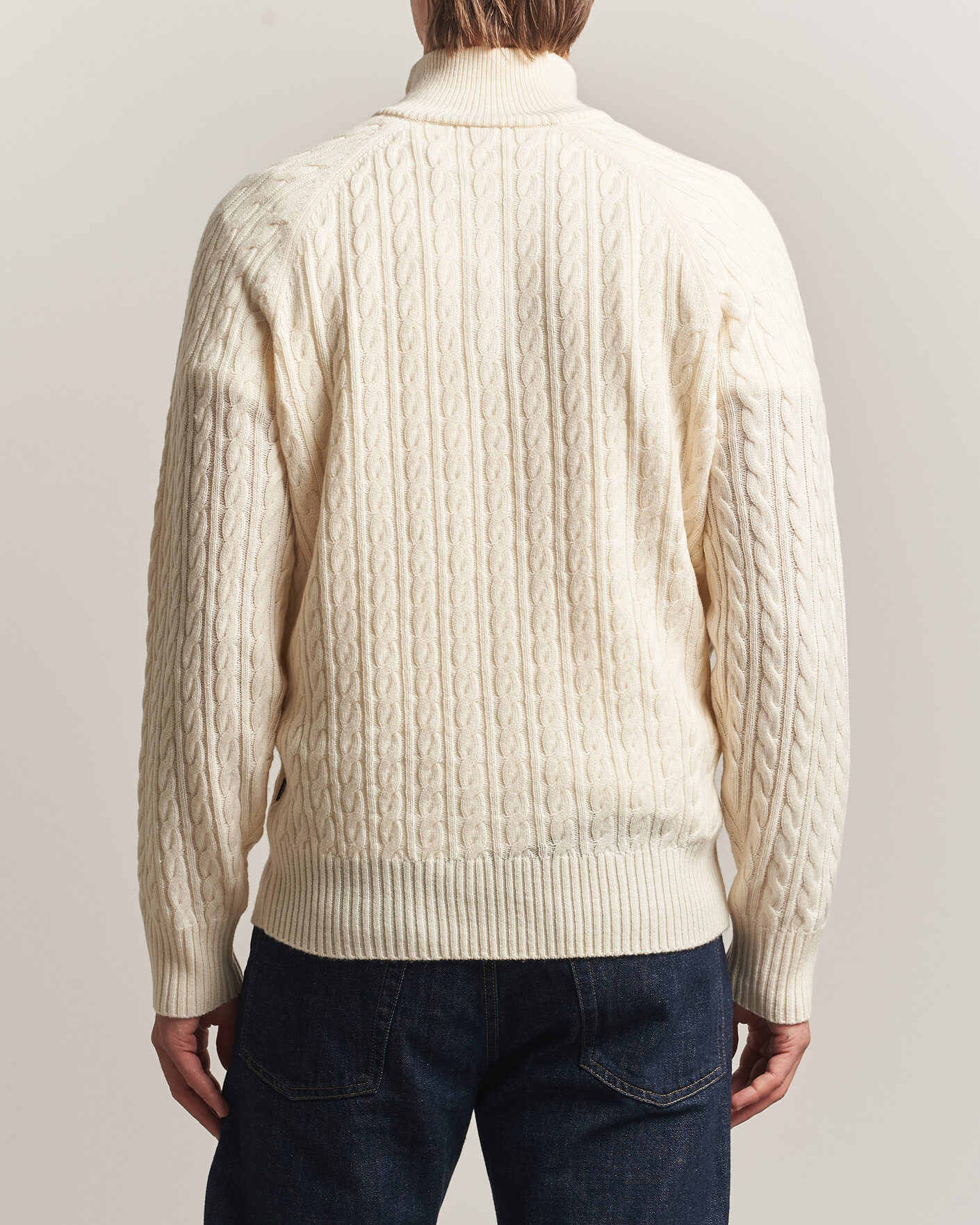 Uomini | Maglieria | BOSS BLACK | Furore Wool/Cashmere Cable Half Zip Open White