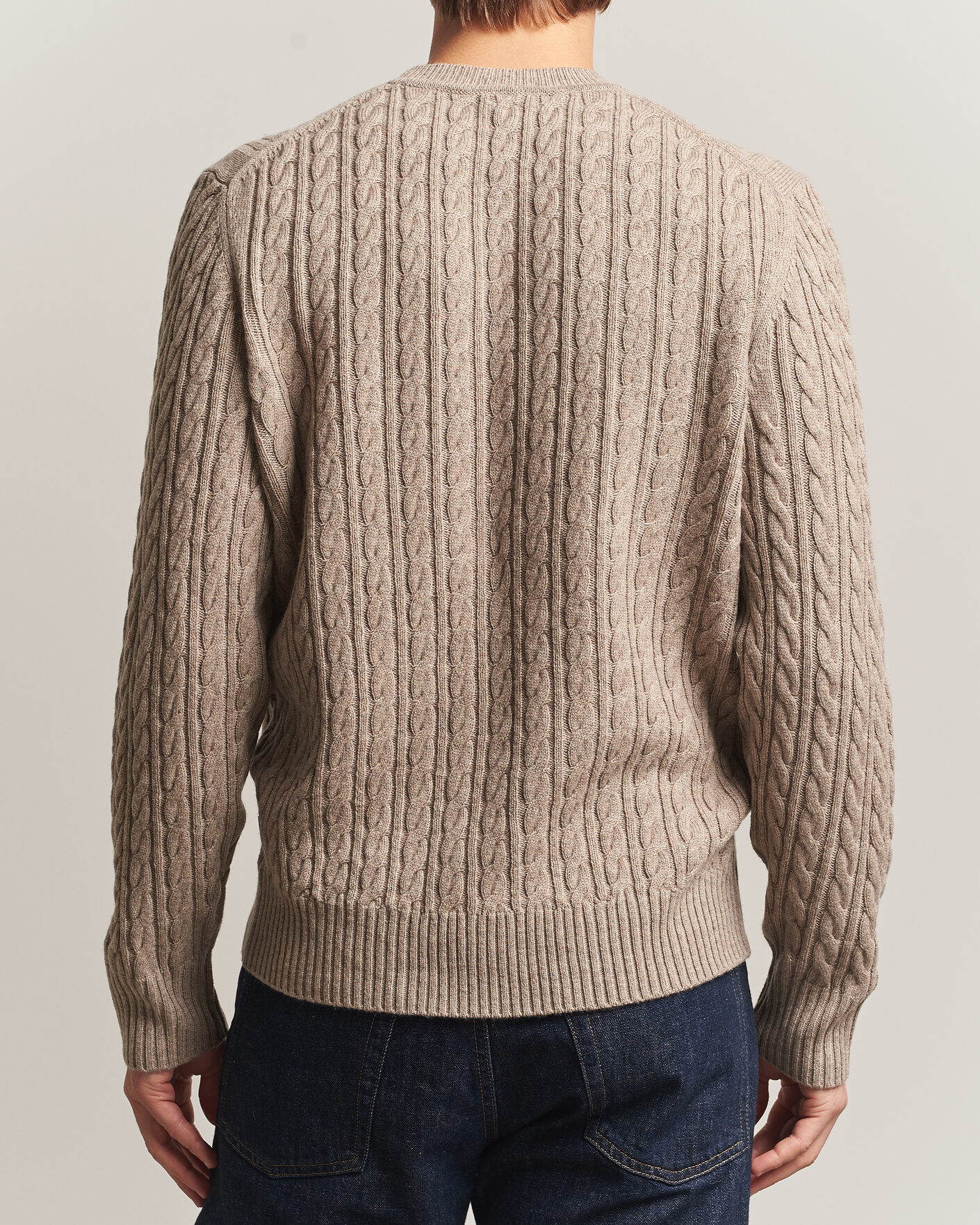 Uomini | Maglieria | BOSS BLACK | Furlan Wool/Cashmere Cable Crew Neck Open Brown