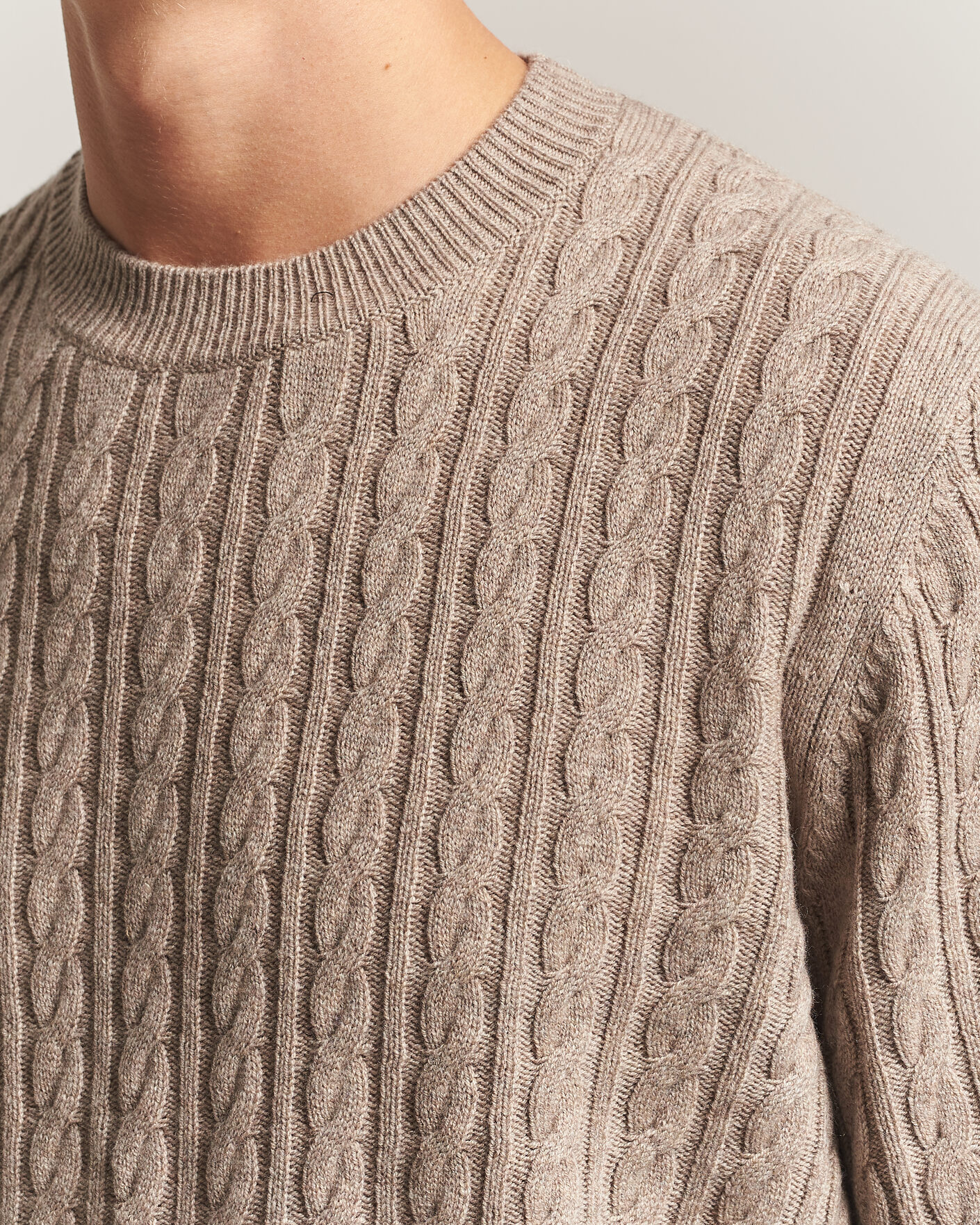 Uomini | Maglieria | BOSS BLACK | Furlan Wool/Cashmere Cable Crew Neck Open Brown
