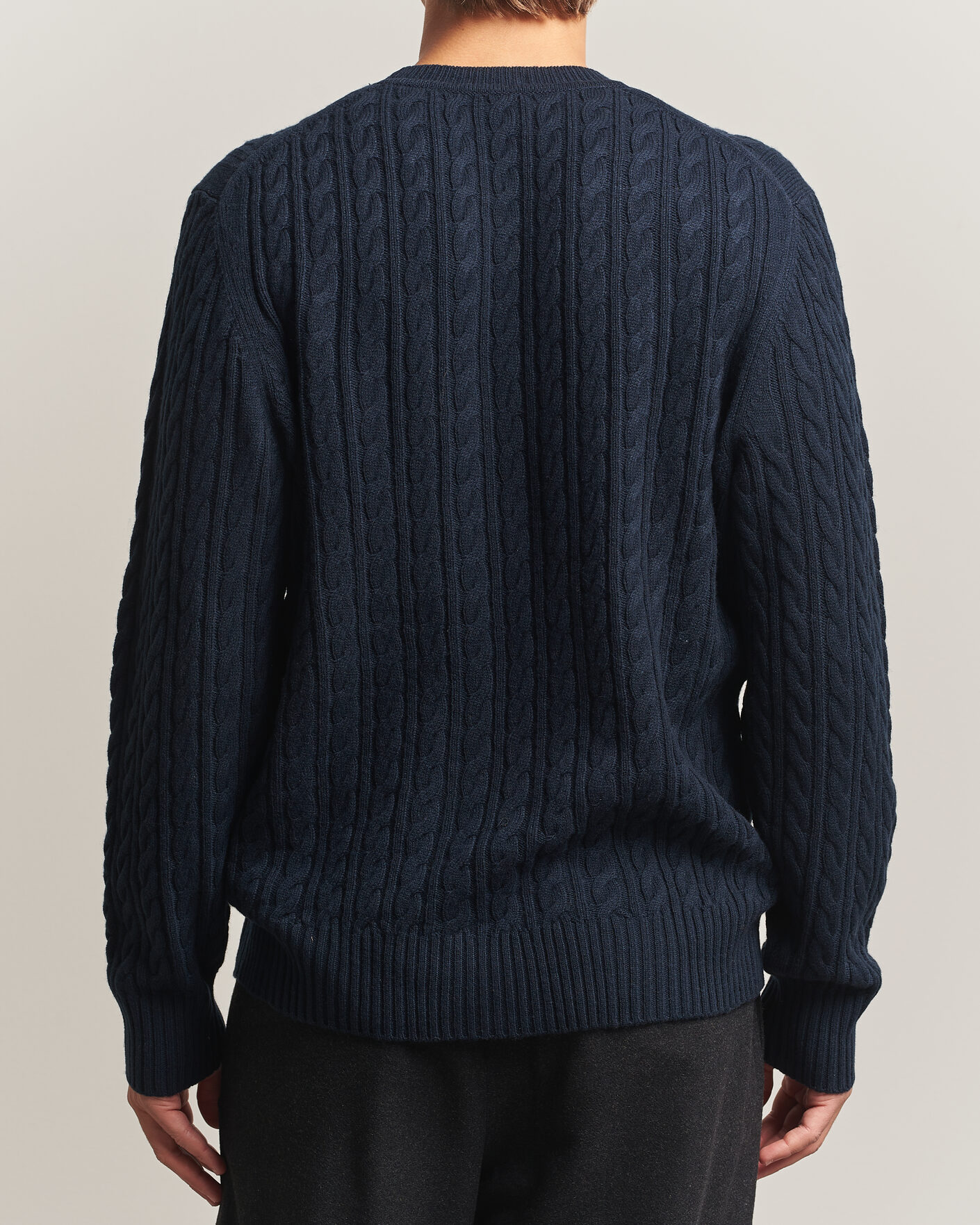 Uomini | Maglieria | BOSS BLACK | Furlan Wool/Cashmere Cable Crew Neck Dark Blue