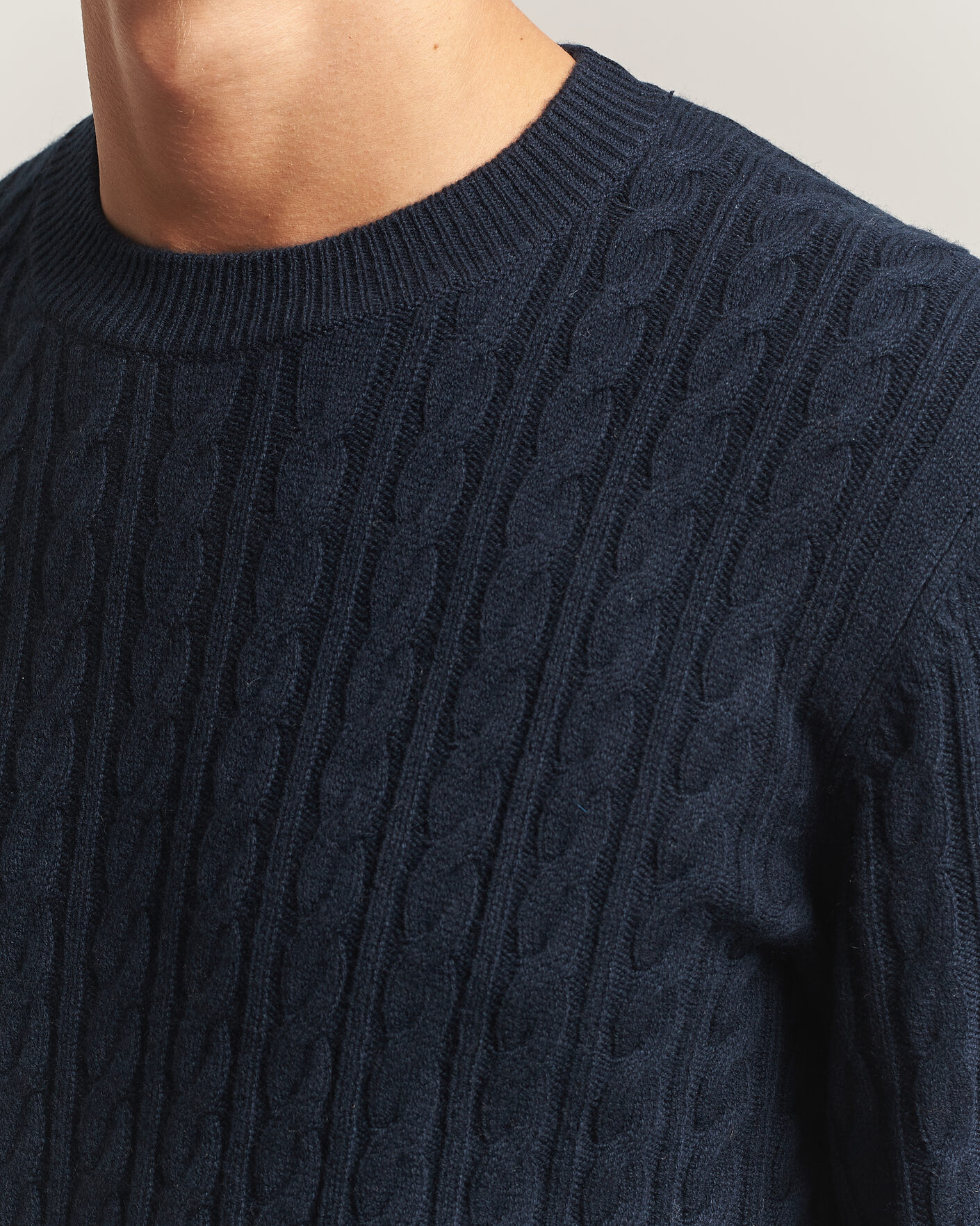 Uomini | Maglieria | BOSS BLACK | Furlan Wool/Cashmere Cable Crew Neck Dark Blue