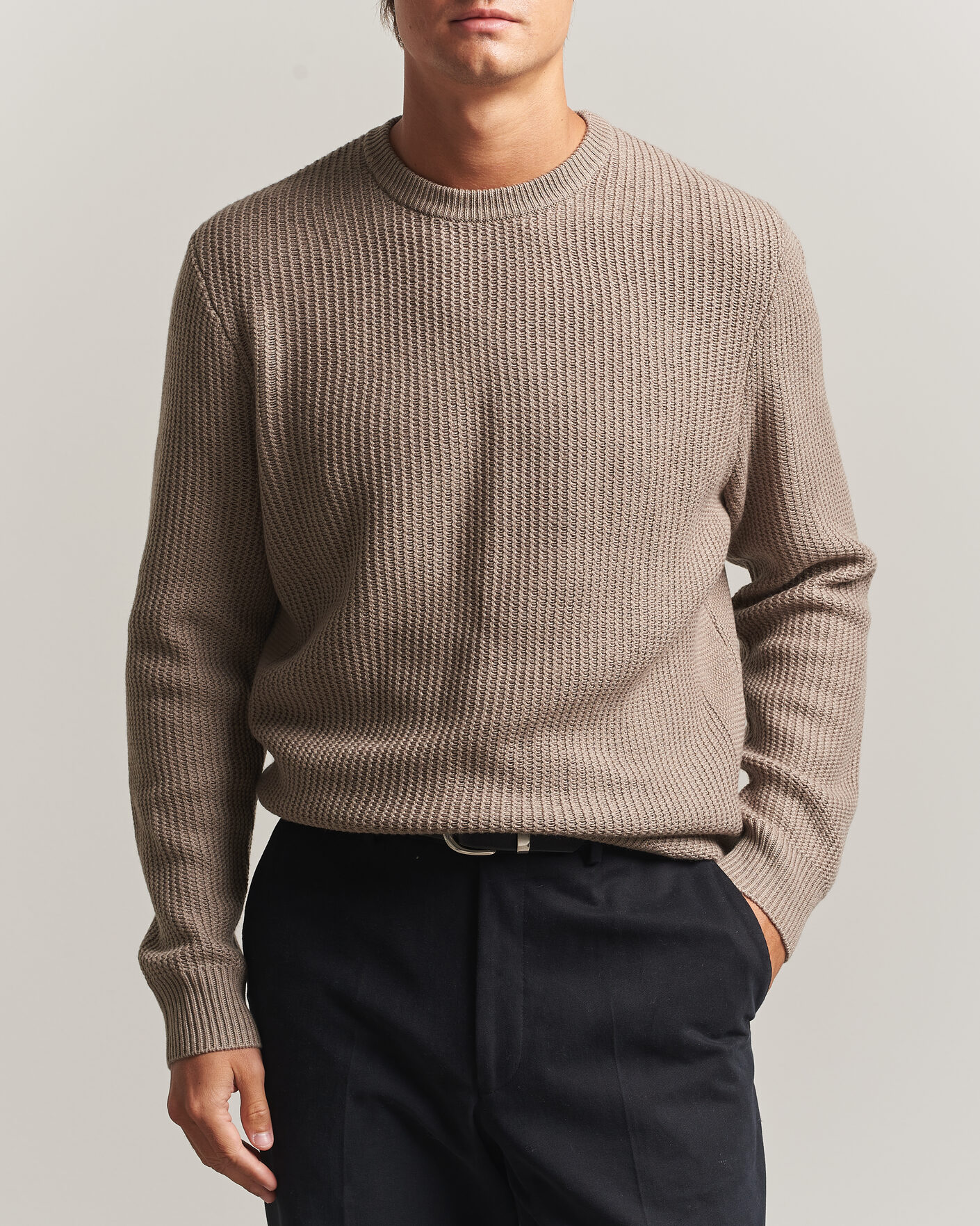 Uomini | Maglieria | BOSS BLACK | Fiocchetto Wool/Cashmere Crew Neck Open Brown