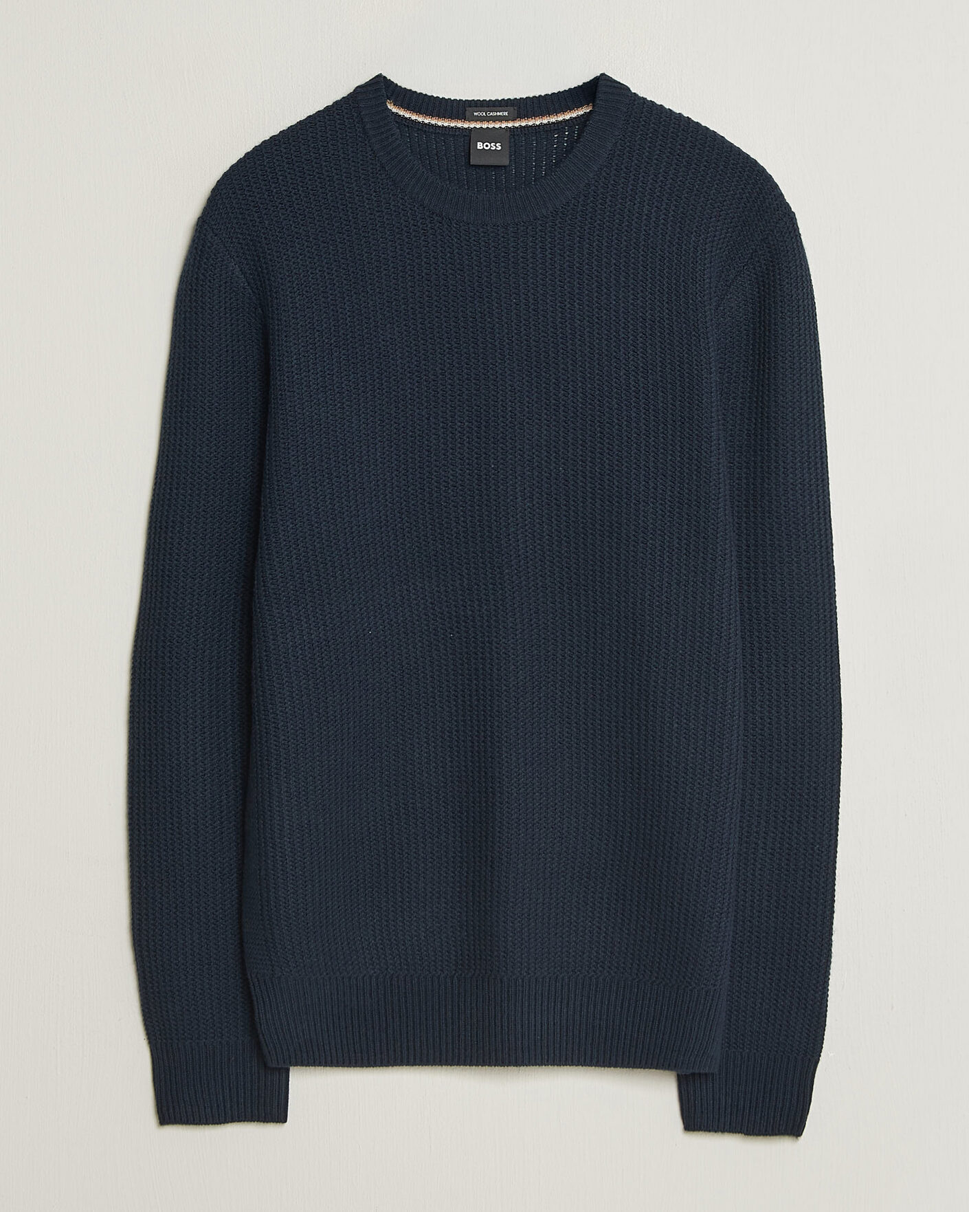 Uomini | Maglieria | BOSS BLACK | Fiocchetto Wool/Cashmere Crew Neck Dark Blue