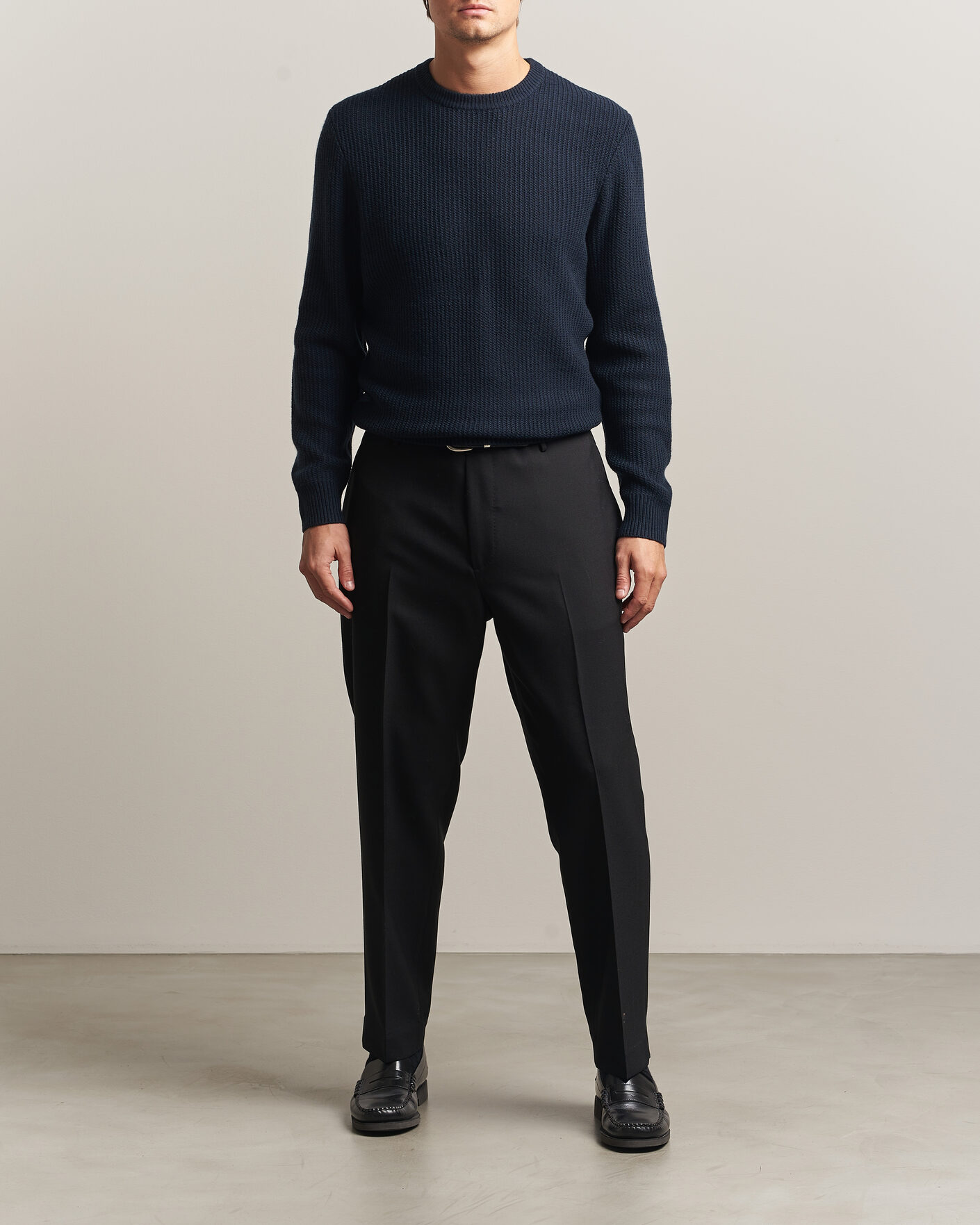 Uomini | Maglieria | BOSS BLACK | Fiocchetto Wool/Cashmere Crew Neck Dark Blue