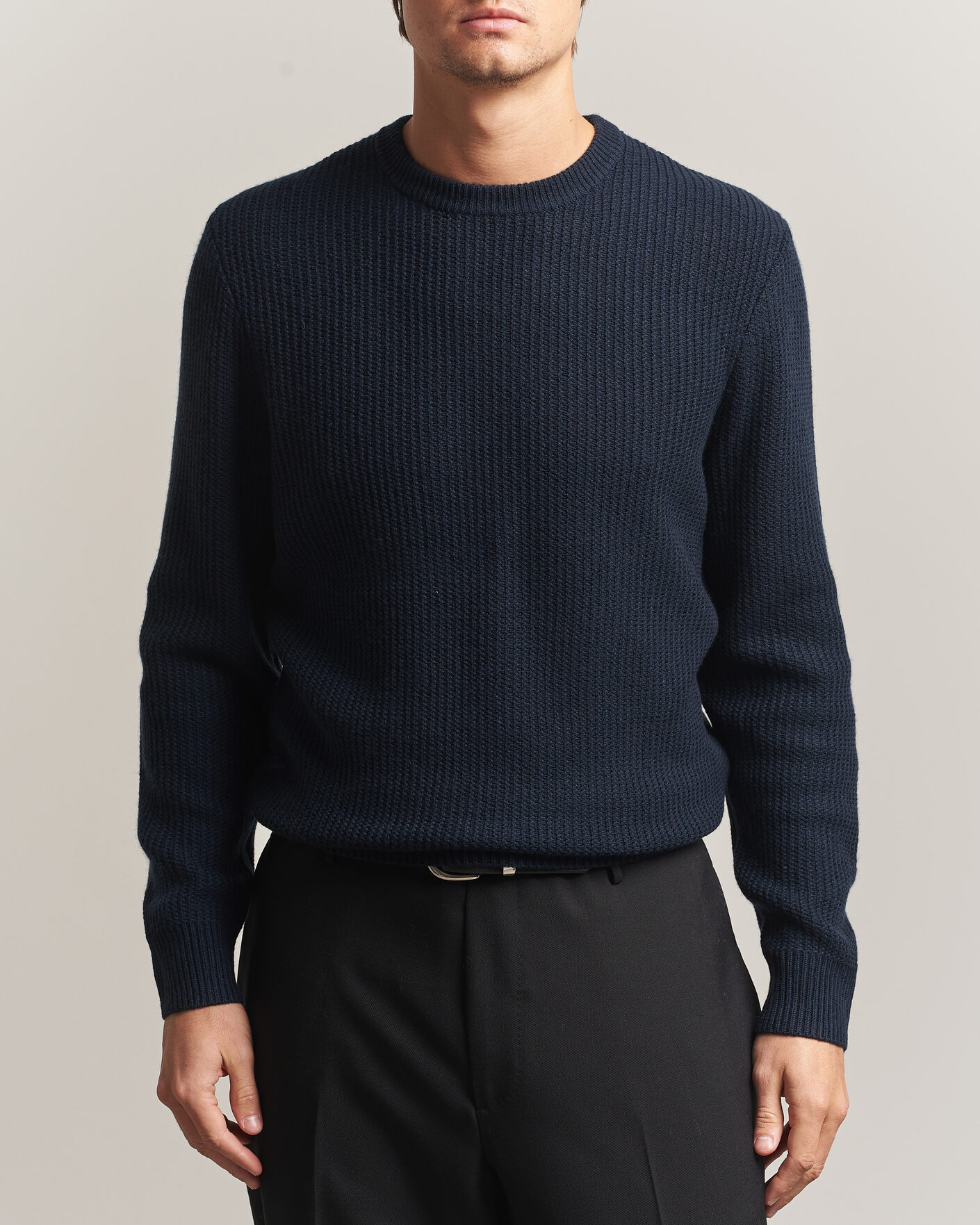 Uomini | Maglieria | BOSS BLACK | Fiocchetto Wool/Cashmere Crew Neck Dark Blue