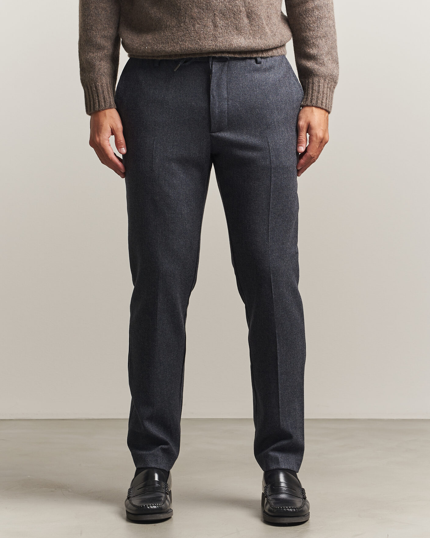 Uomini | Pantaloni | BOSS BLACK | Kane Brushed Drawstring Trousers Dark Blue