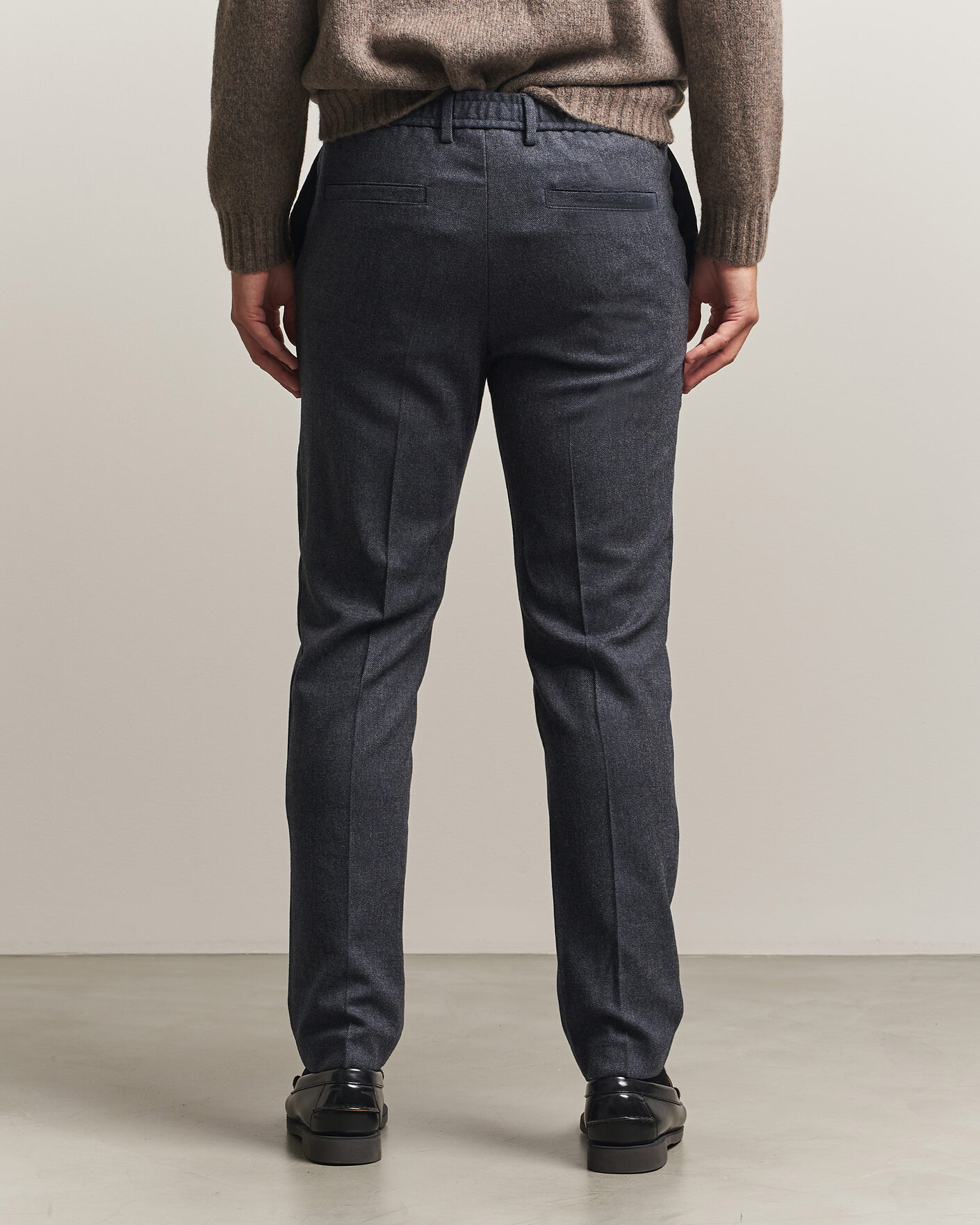 Uomini | Pantaloni | BOSS BLACK | Kane Brushed Drawstring Trousers Dark Blue