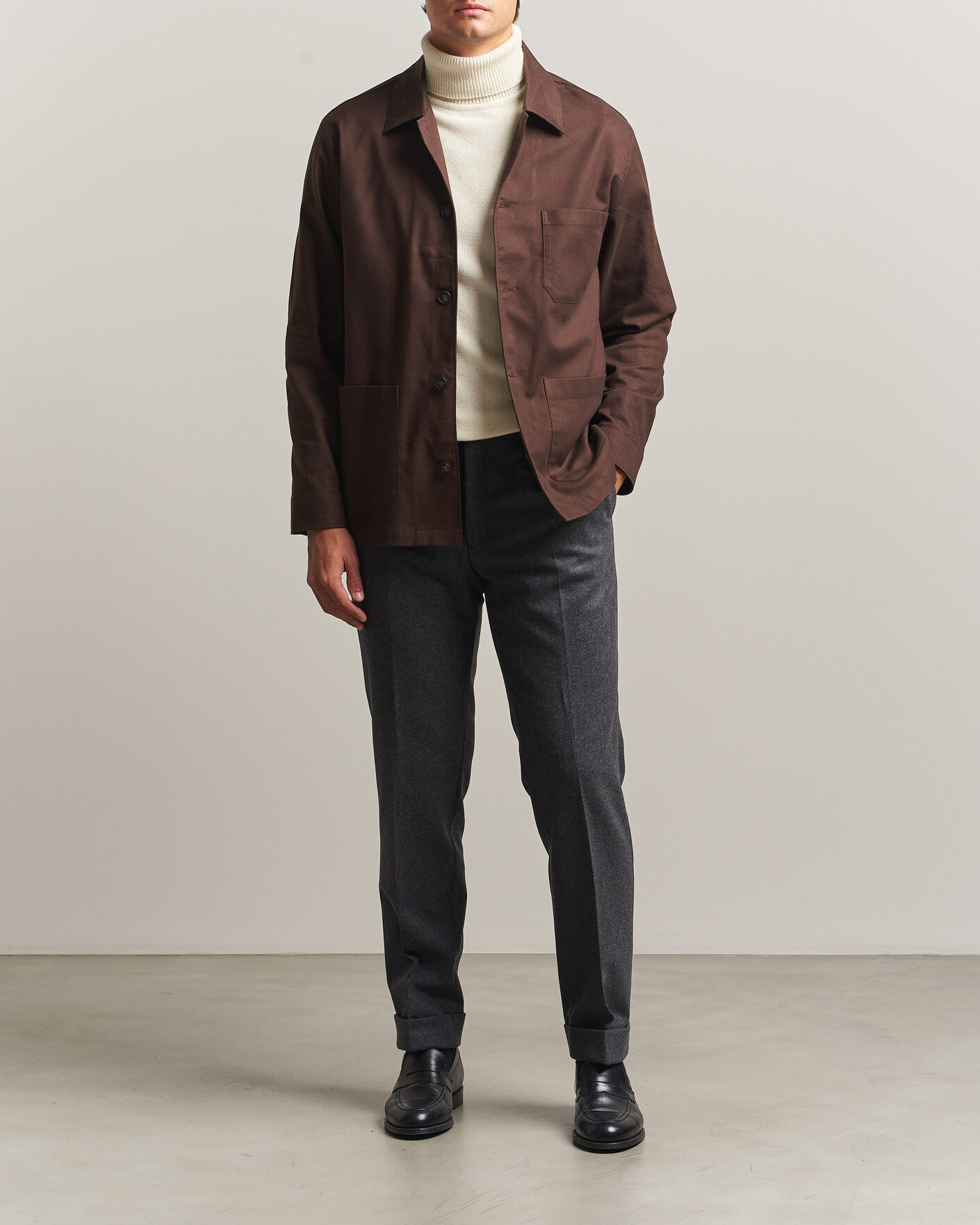 Uomini | Camicie | BOSS BLACK | Cai Cotton Overshirt Dark Brown