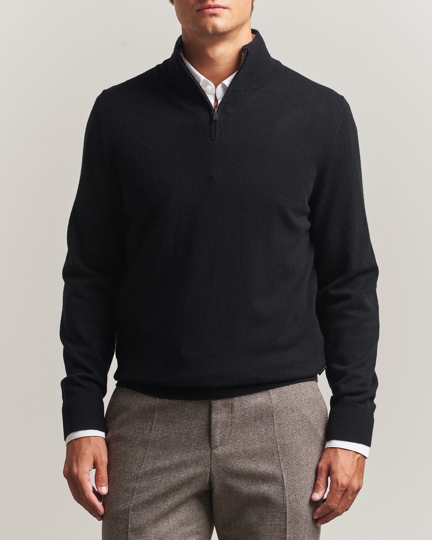 Uomini | Maglieria | BOSS BLACK | Hemarlo Wool/Cashmere Half Zip Black
