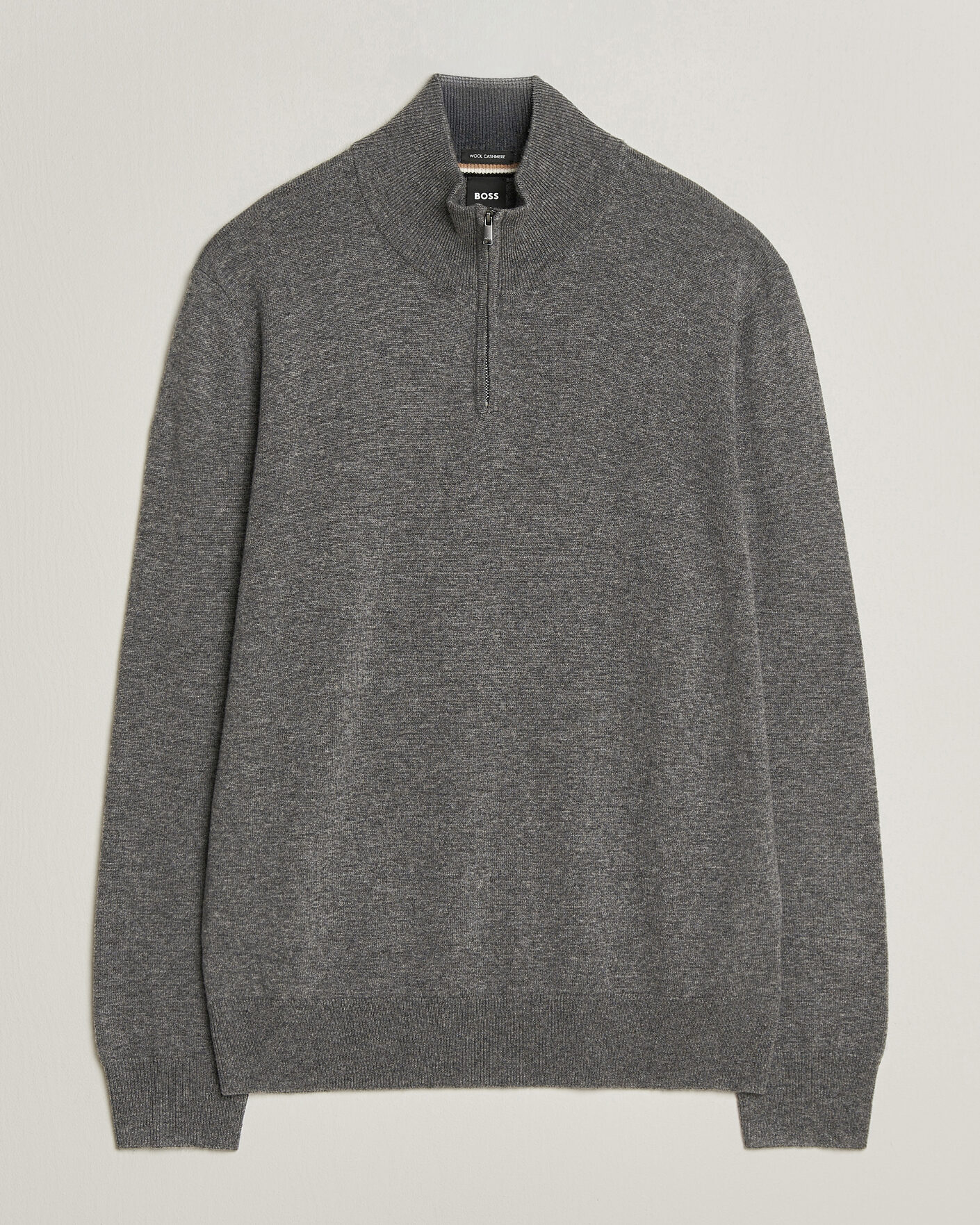 Uomini | Maglieria | BOSS BLACK | Hemarlo Wool/Cashmere Half Zip Medium Grey