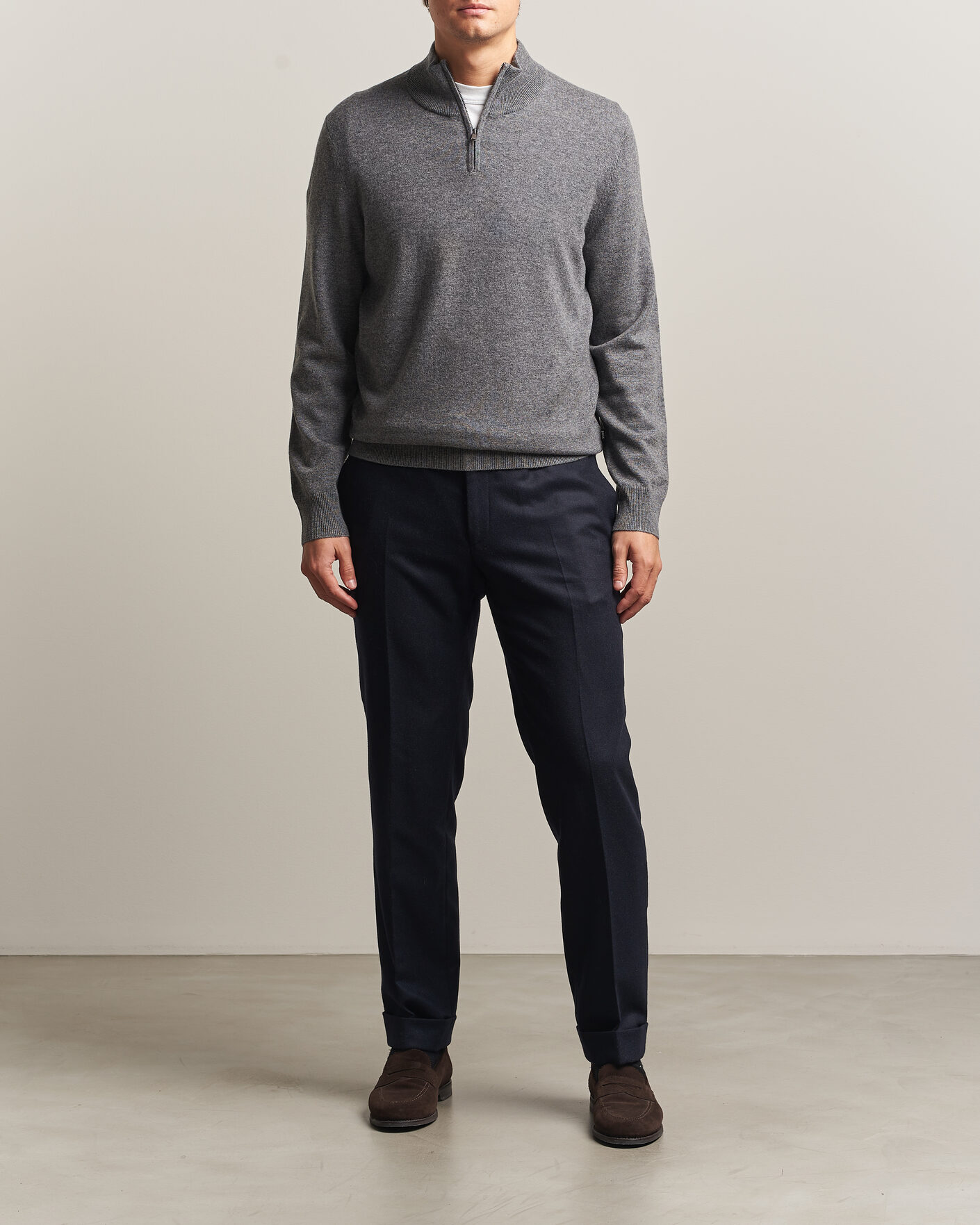 Uomini | Maglieria | BOSS BLACK | Hemarlo Wool/Cashmere Half Zip Medium Grey