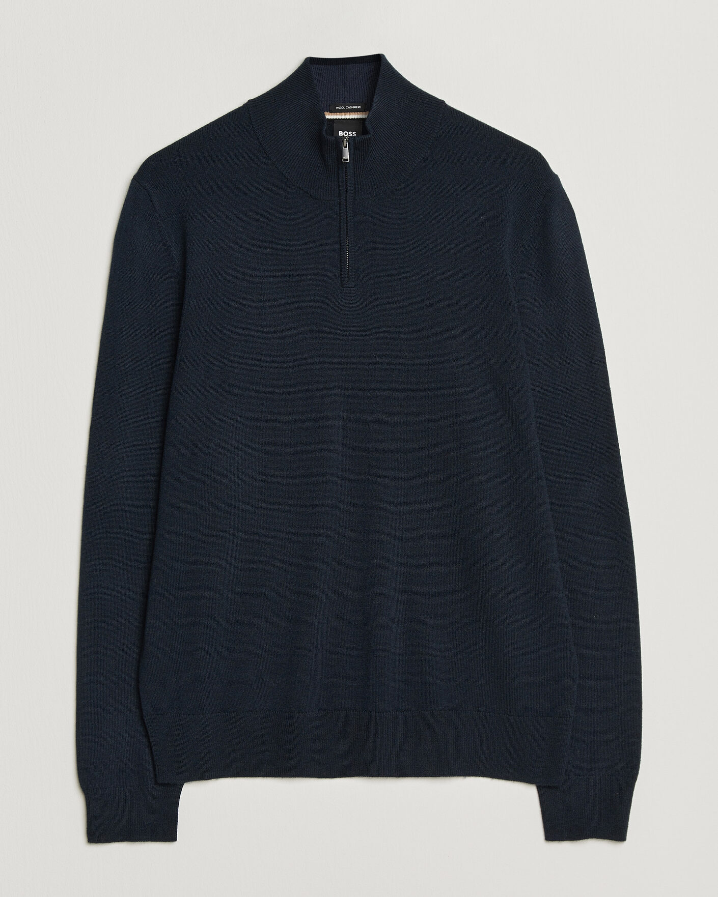 Uomini | Maglieria | BOSS BLACK | Hemarlo Wool/Cashmere Half Zip Dark Blue