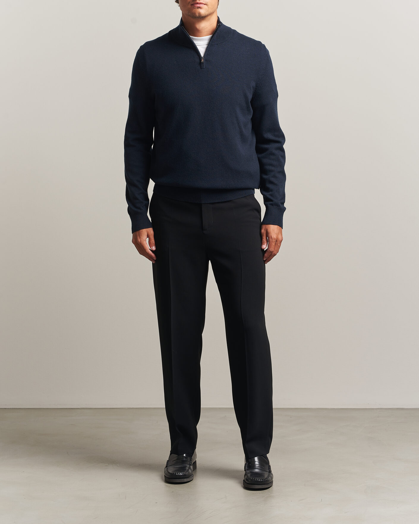 Uomini | Maglieria | BOSS BLACK | Hemarlo Wool/Cashmere Half Zip Dark Blue