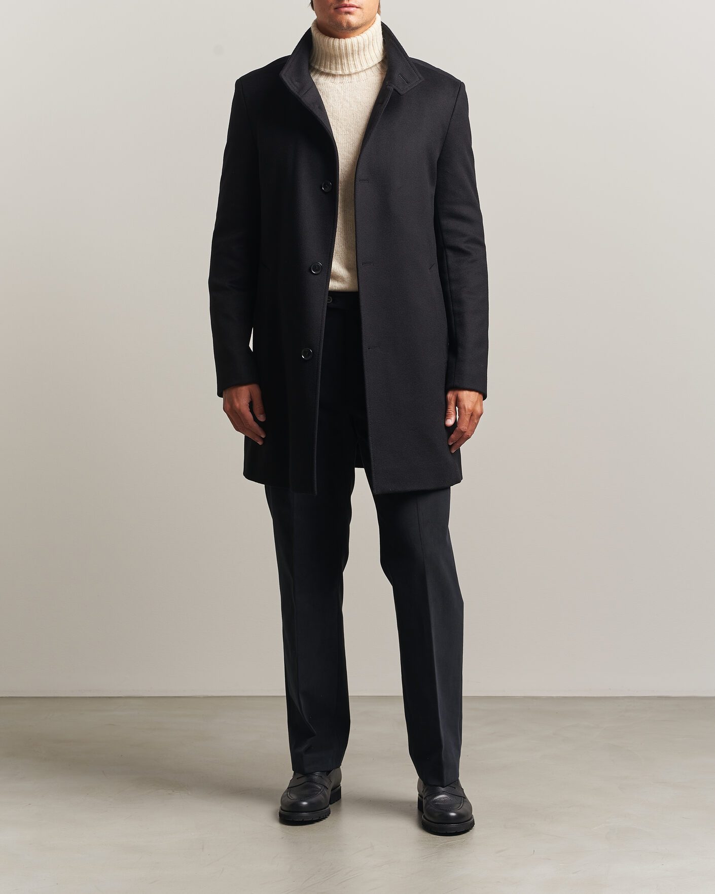 Uomini | Giacche | BOSS BLACK | Hyde Wool Stand Up Collar Coat Black