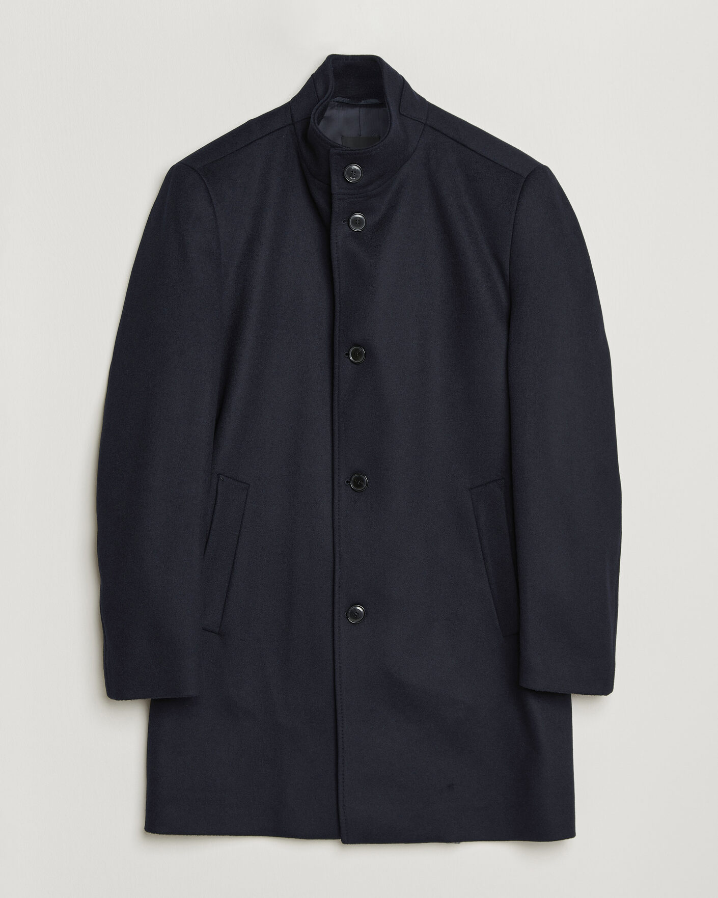 Uomini | Giacche | BOSS BLACK | Hyde Wool Stand Up Collar Coat Dark Blue