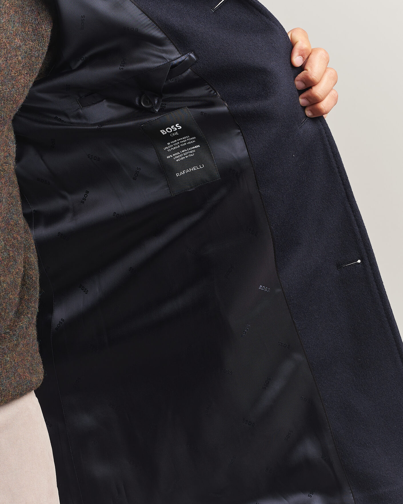 Uomini | Giacche | BOSS BLACK | Hyde Wool Stand Up Collar Coat Dark Blue