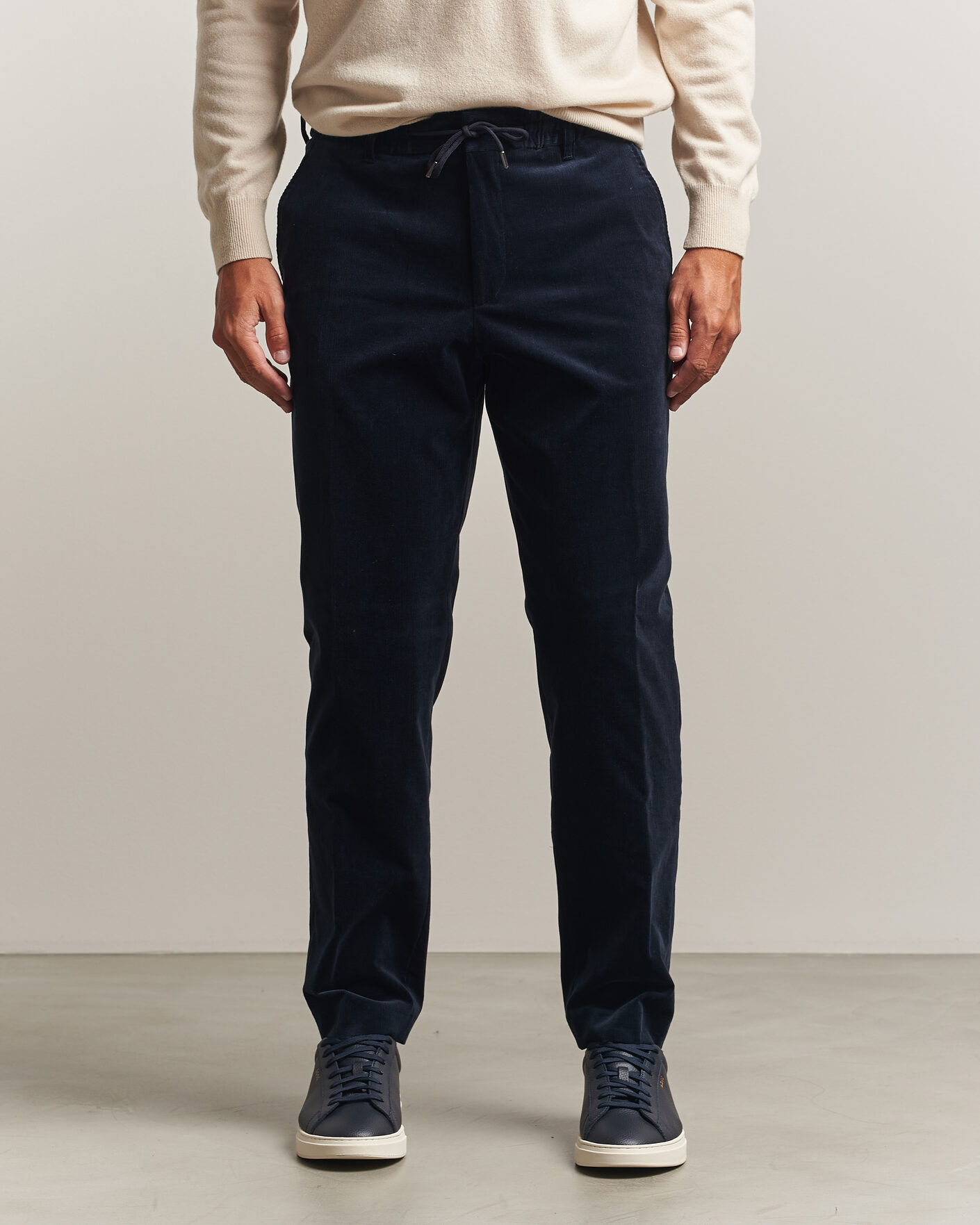 Uomini | Pantaloni | BOSS BLACK | Perin Corduroy Drawstring Trousers Dark Blue