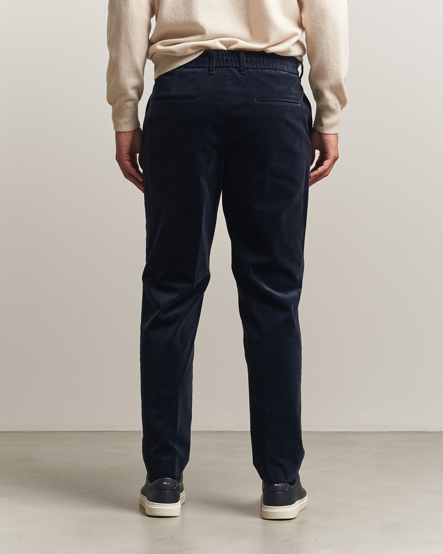 Uomini | Pantaloni | BOSS BLACK | Perin Corduroy Drawstring Trousers Dark Blue