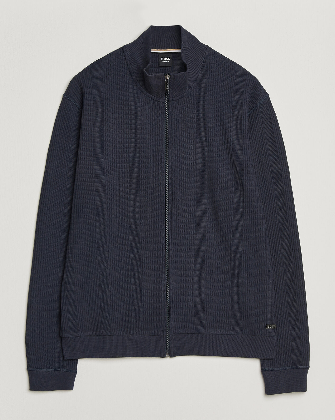 Uomini | Maglieria | BOSS BLACK | Structured Loungewear Full Zip Dark Blue