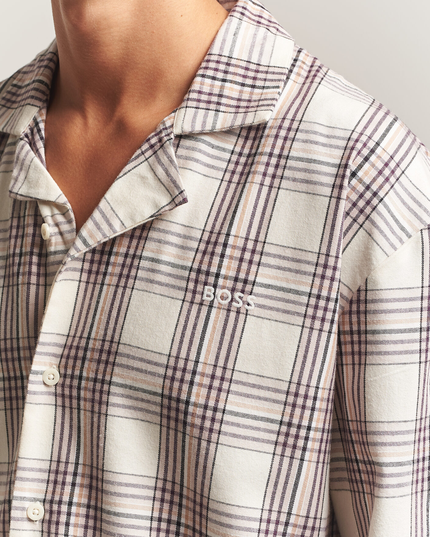 Uomini | Accappatoi & Pigiami | BOSS BLACK | Checked Flannel Pyjama Set Open White