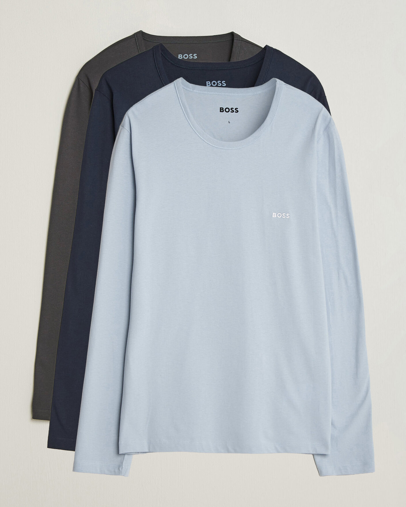 Uomini | T-shirt | BOSS BLACK | 3-Pack Long Sleeve T-Shirt Blue/Navy/Grey