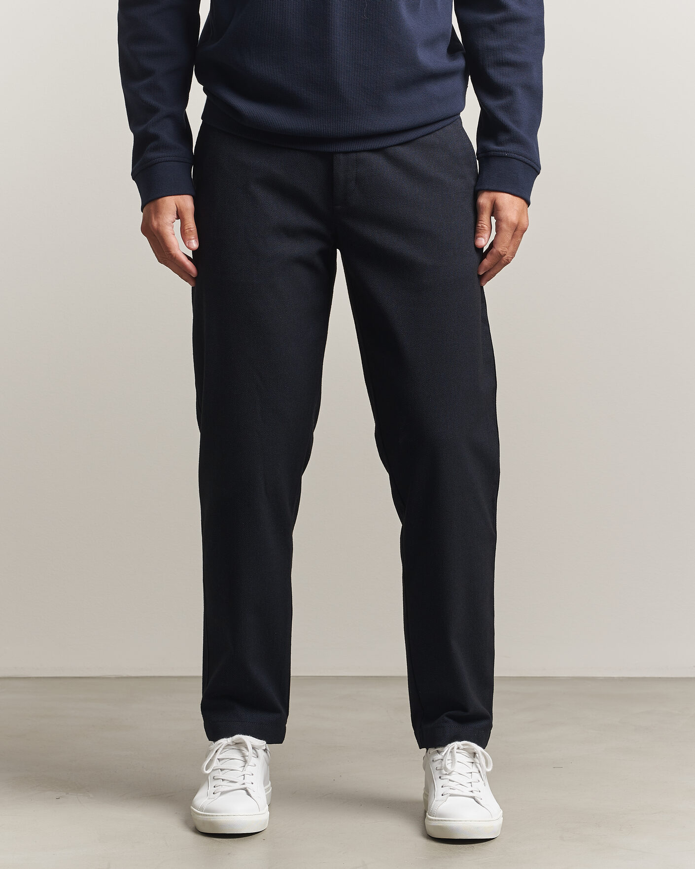 Uomini | Pantaloni | BOSS ORANGE | Tapered Fit Drawstring Chino Dark Blue