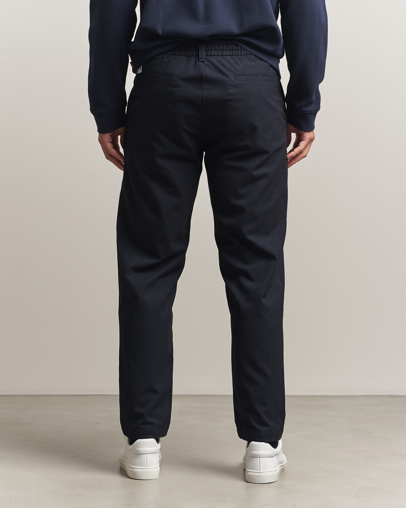 Uomini | Pantaloni | BOSS ORANGE | Tapered Fit Drawstring Chino Dark Blue