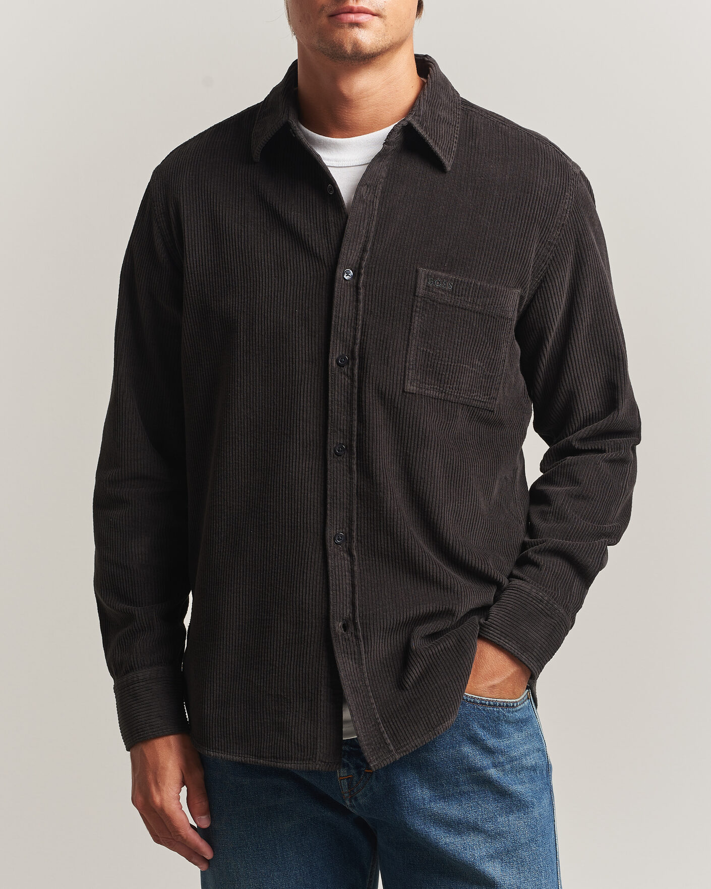 Uomini | Camicie | BOSS ORANGE | Relegant Corduroy Shirt Black