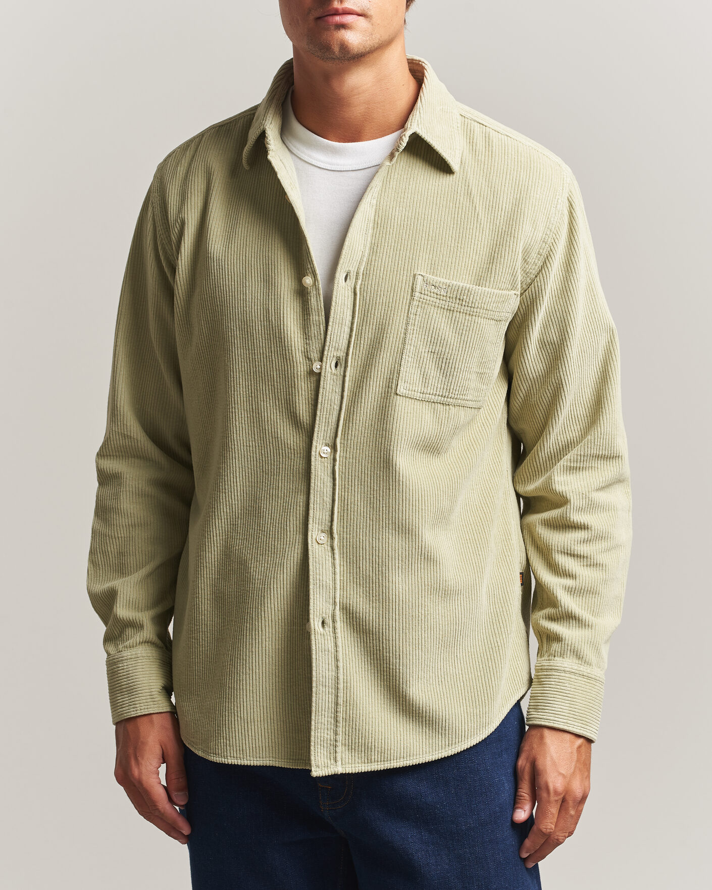 Uomini | Camicie | BOSS ORANGE | Relegant Corduroy Shirt Open Green
