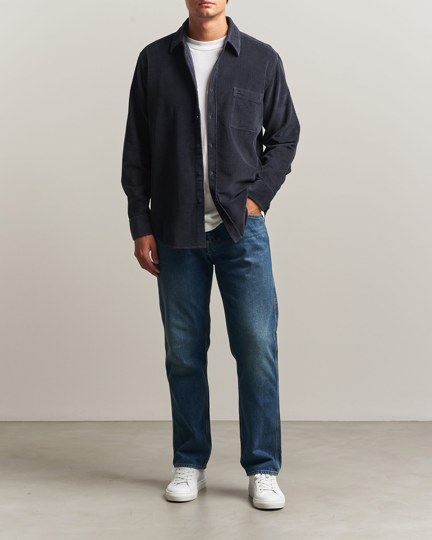 Uomini | Camicie | BOSS ORANGE | Relegant Corduroy Shirt Dark Blue